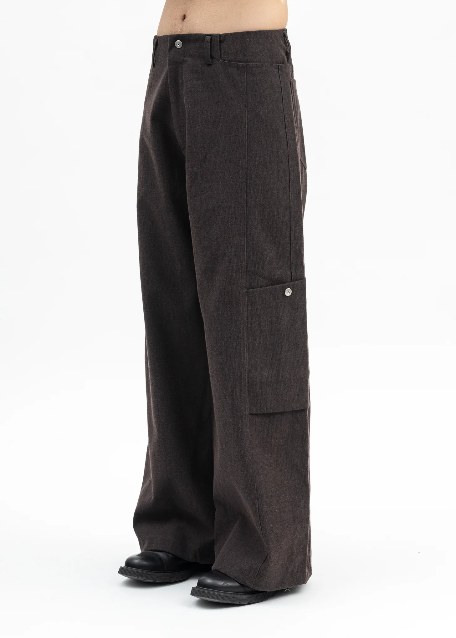 MAHOGAN MICRO HERRINGBONE PANELLED BONTAN TROUSERS - Image 2