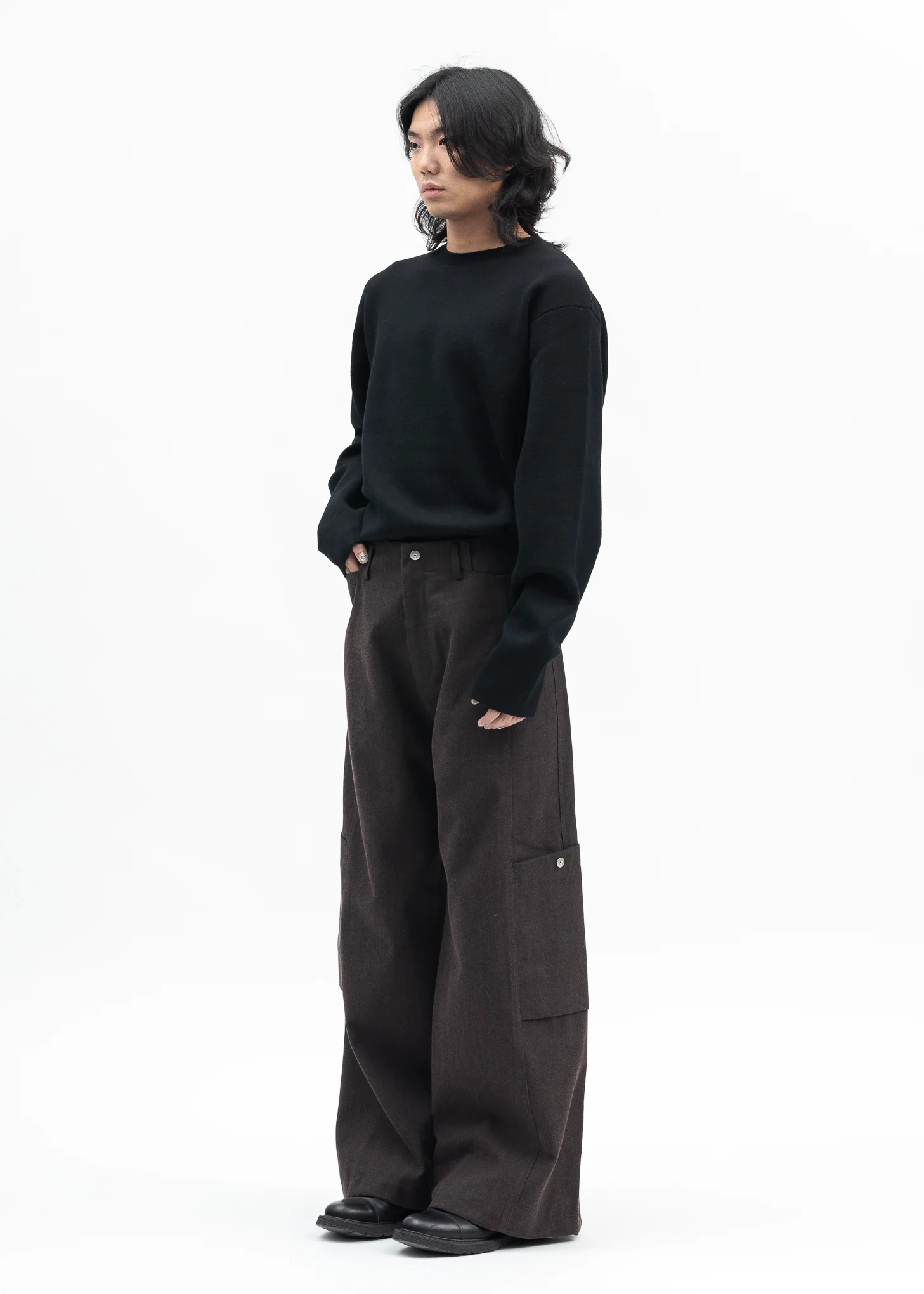 MAHOGAN MICRO HERRINGBONE PANELLED BONTAN TROUSERS - Image 5