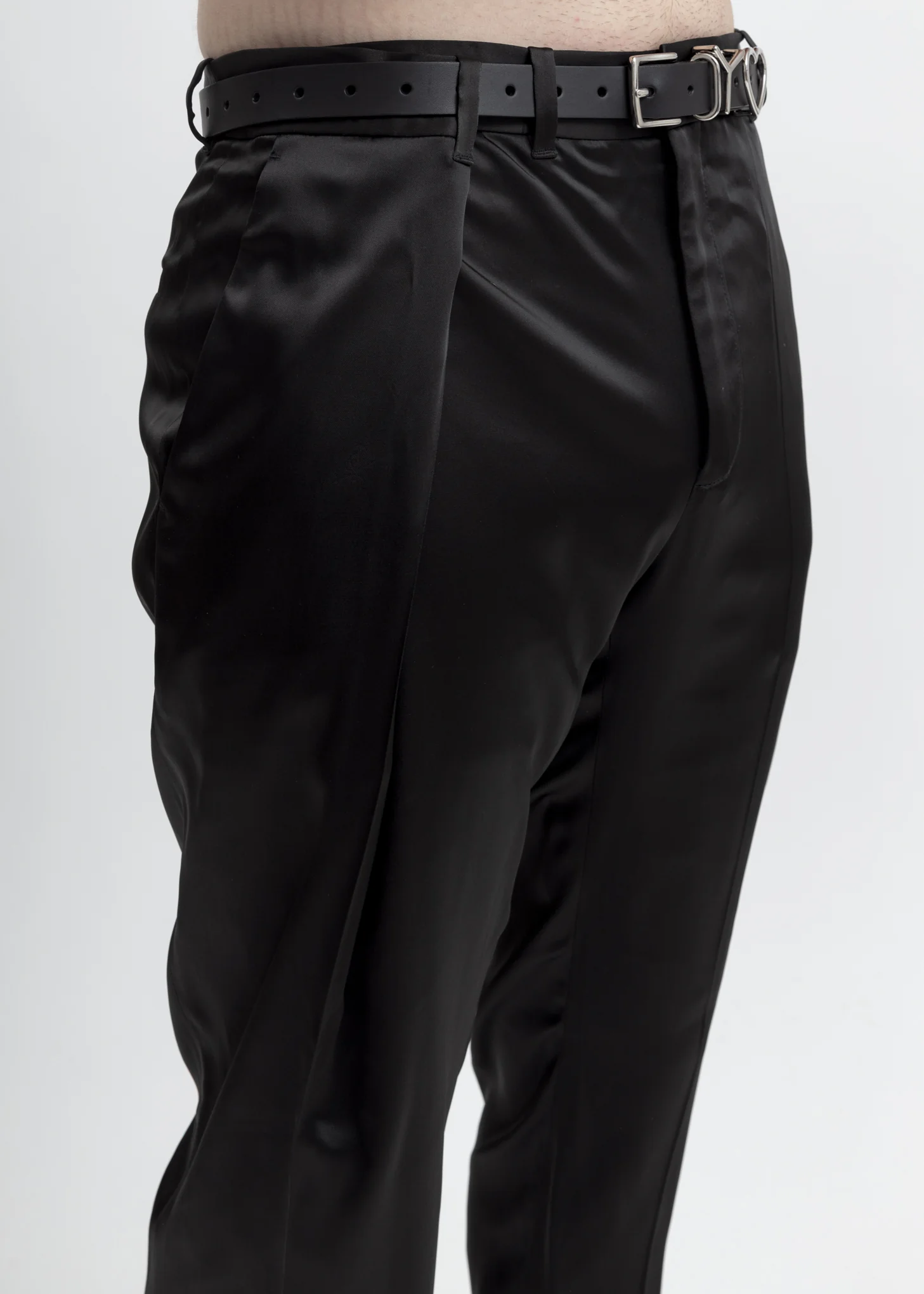 Matte Black Oversized Waist Trousers - Image 2