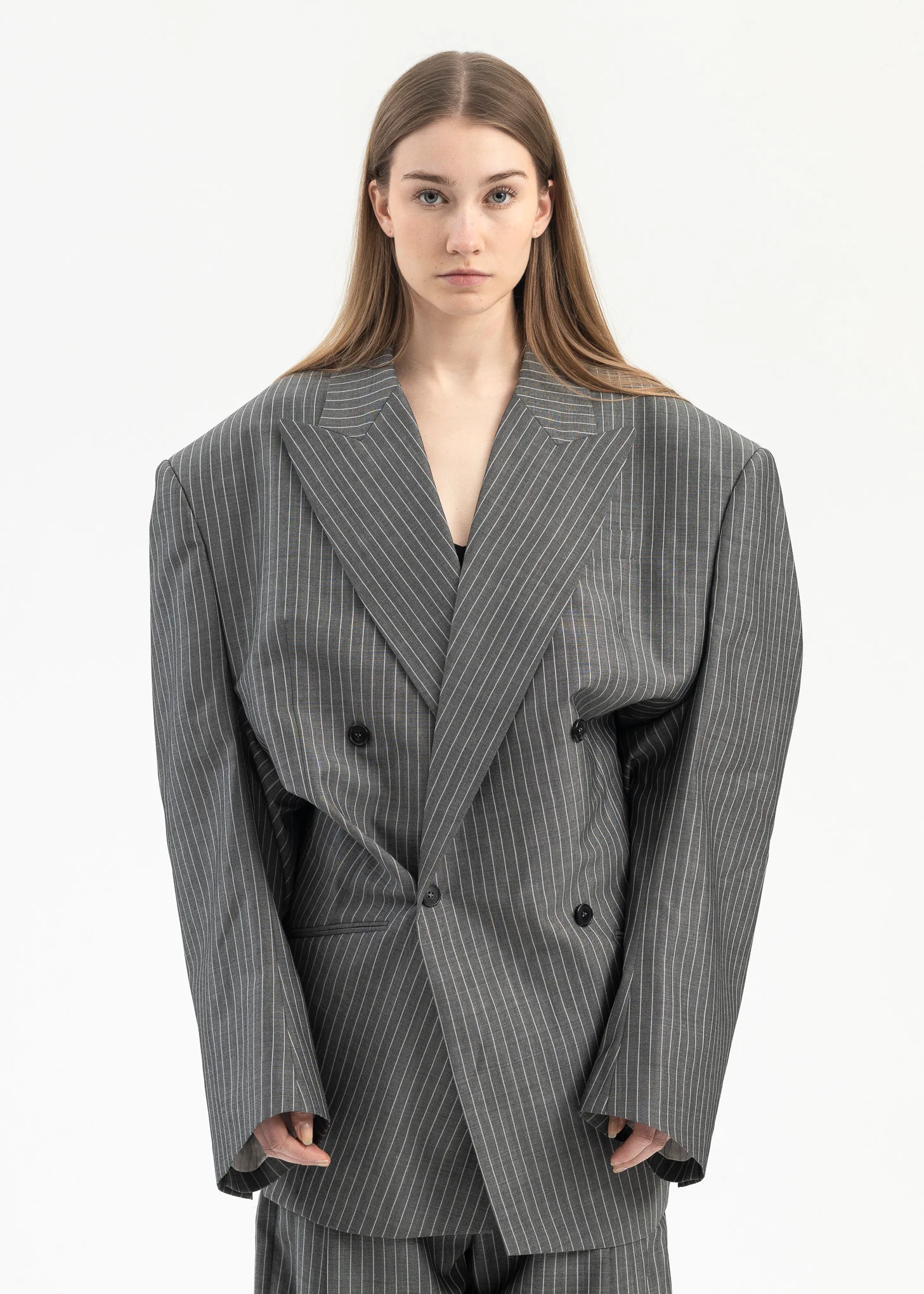 Medium Grey Peaked Lapel Blazer