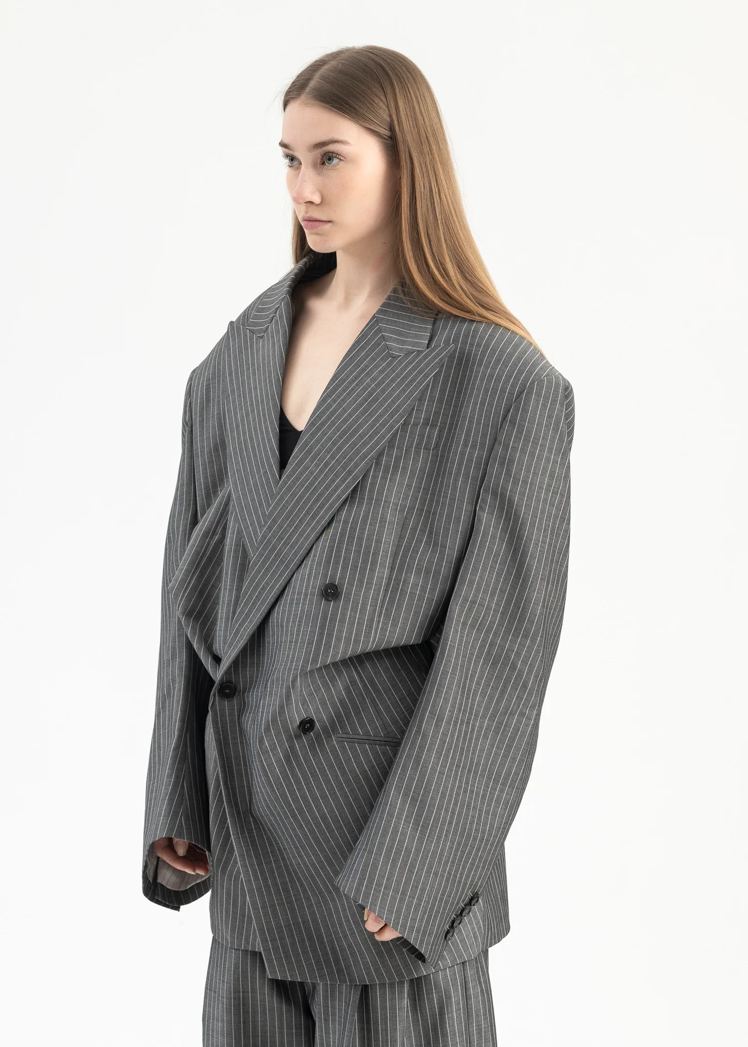 Medium Grey Peaked Lapel Blazer - Image 2
