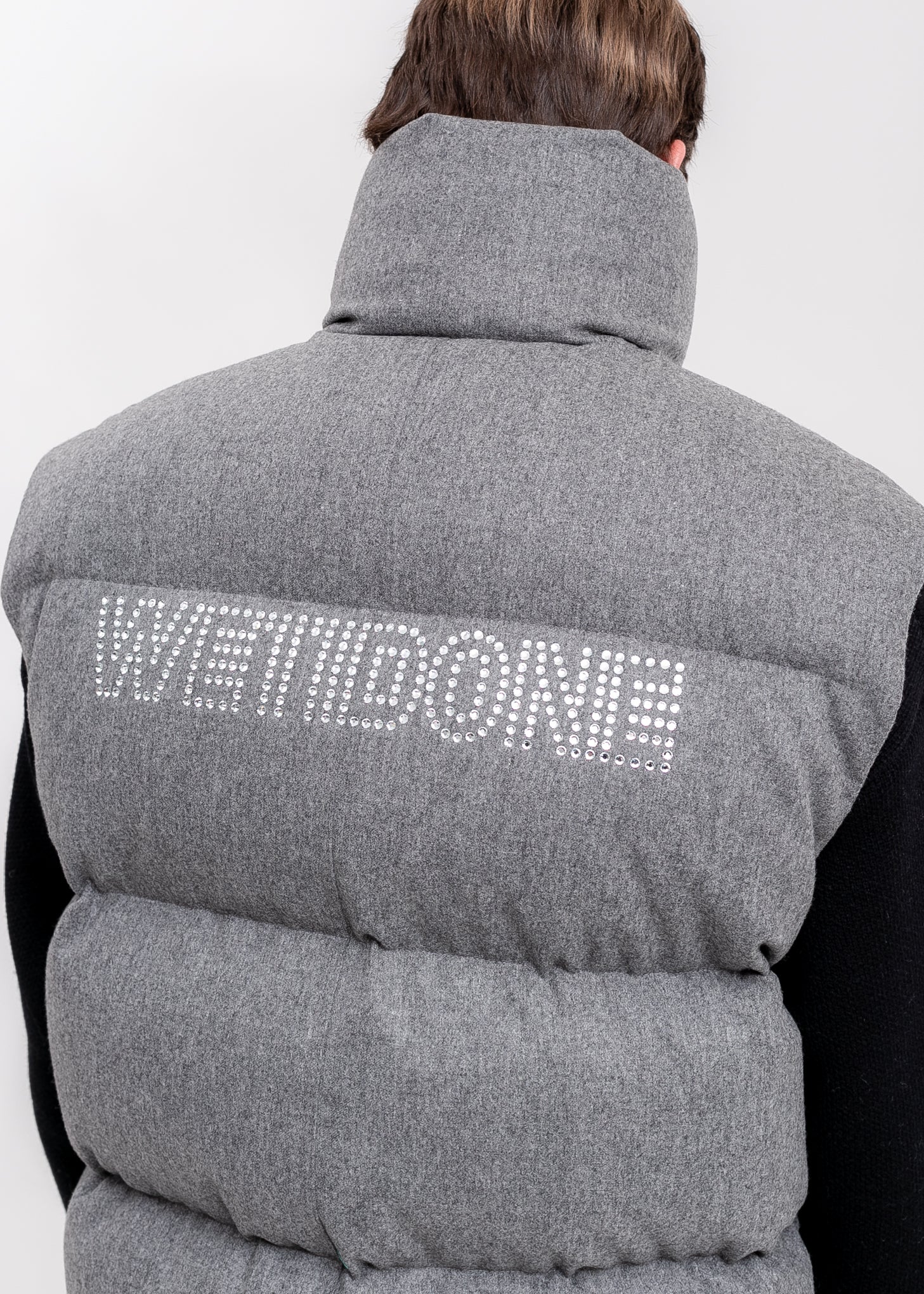 Melange Grey Oversized Flannel Down Vest - Image 2