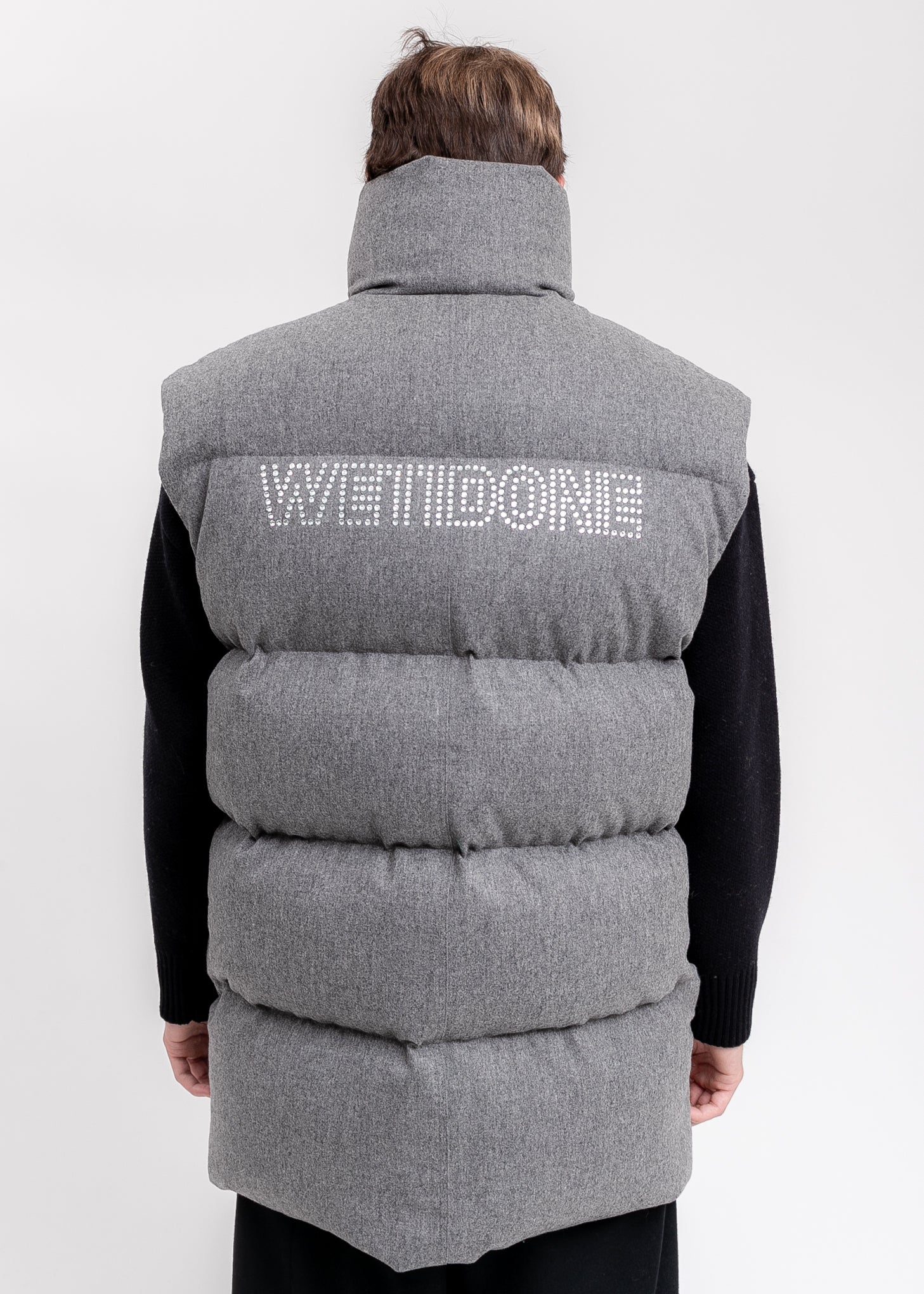 Melange Grey Oversized Flannel Down Vest - Image 5