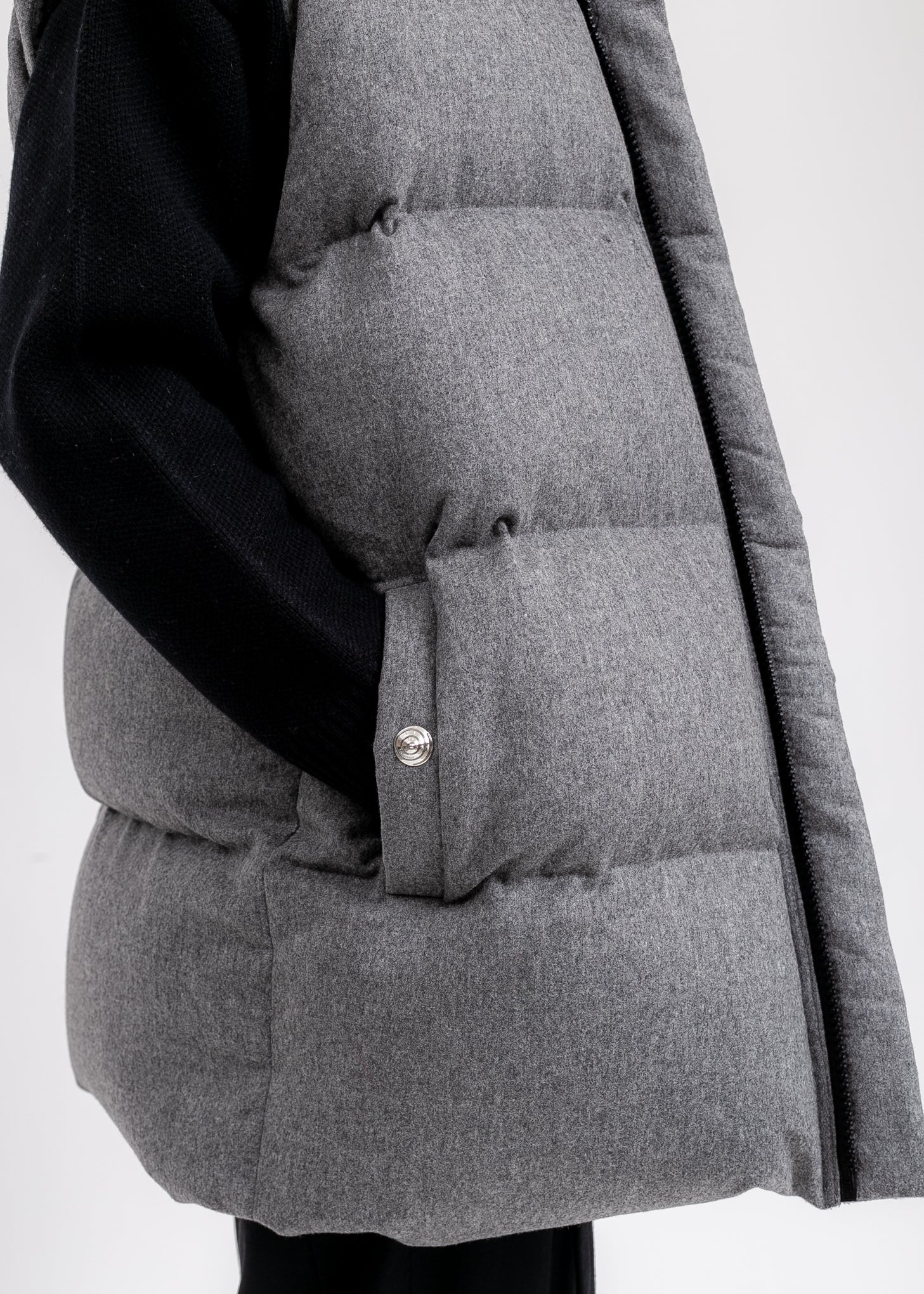 Melange Grey Oversized Flannel Down Vest - Image 6