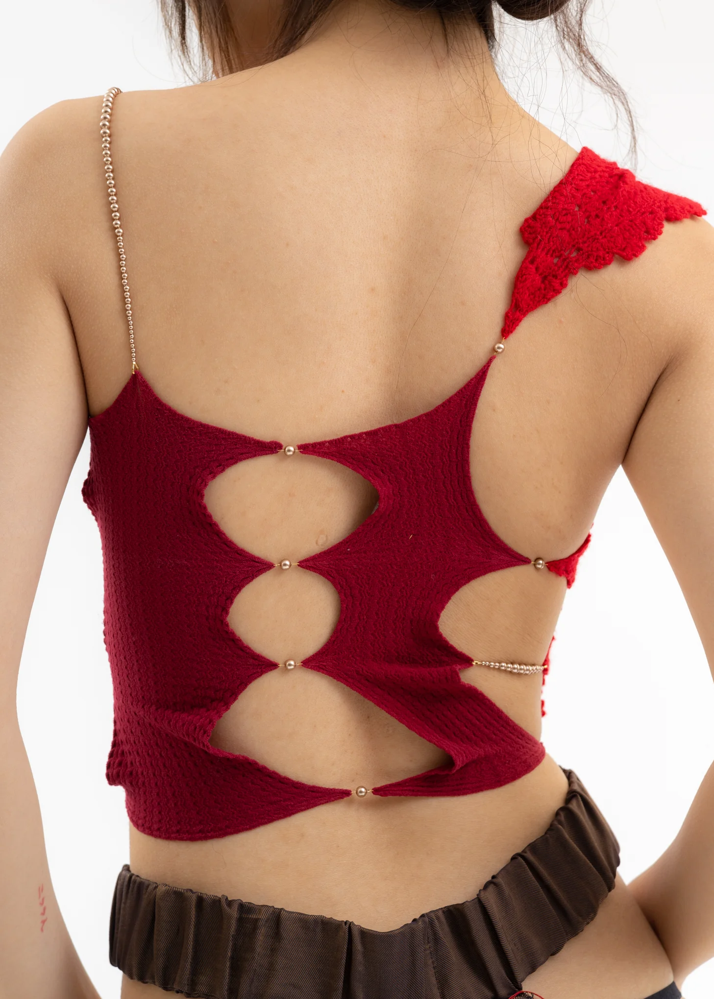 MERLOT CUT-OUT TOP WITH CASHMERE LEAF CROCHET - Image 5