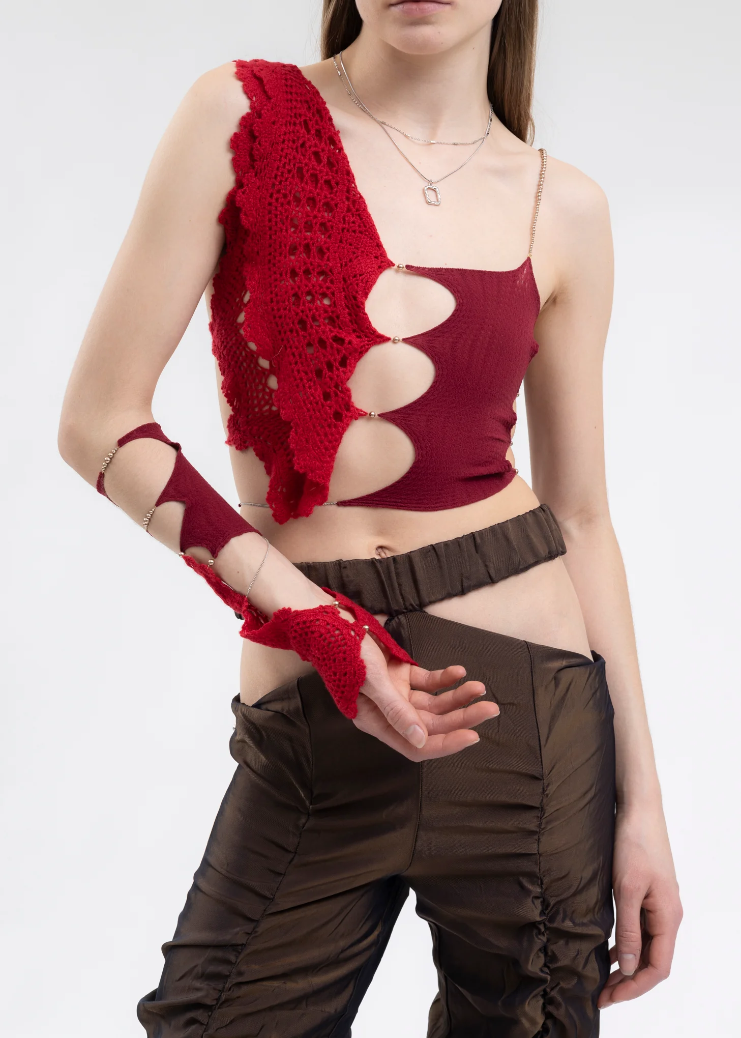 MERLOT SINGLE SLEEVE WITH CASHMERE HEART CROCHET - Image 2