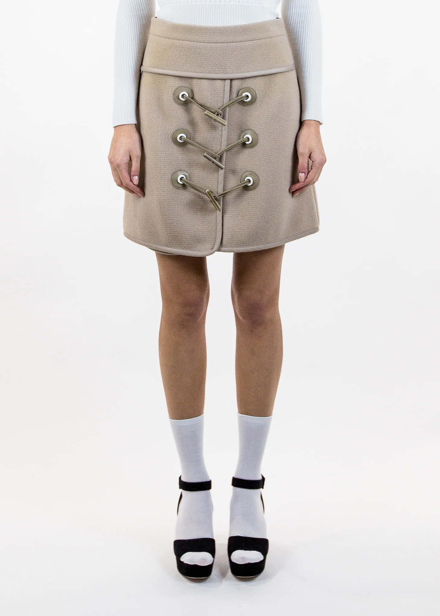 Camel Mini Felted Toggle Skirt - Image 3