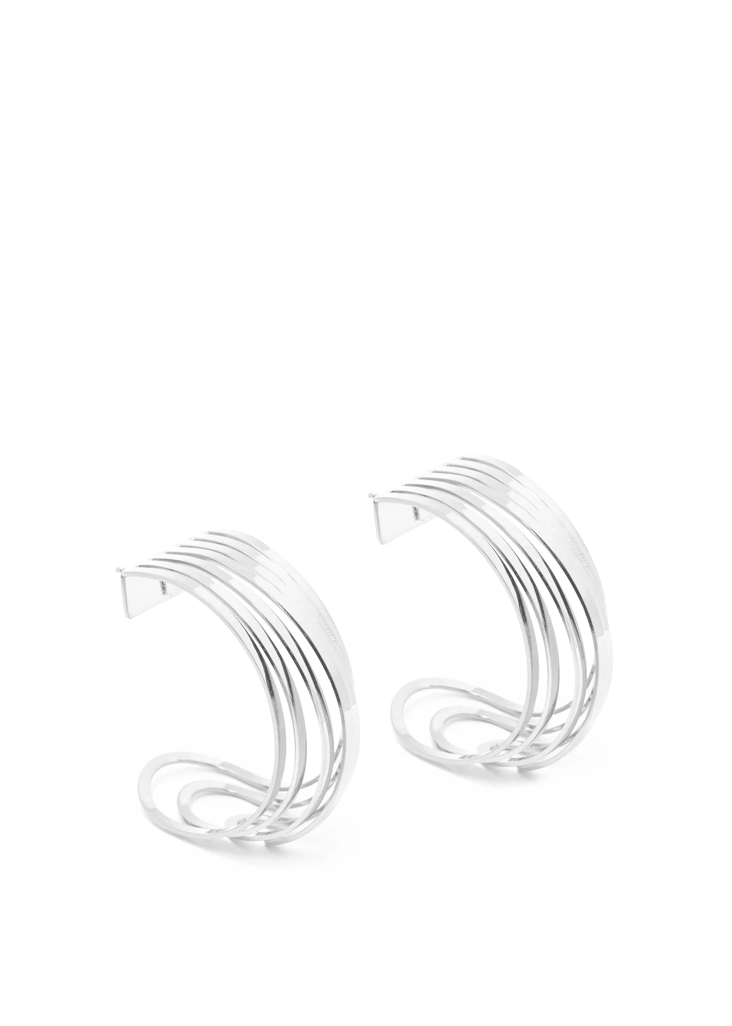 Mini Silver Deconstructed Hoop Earrings (Single)
