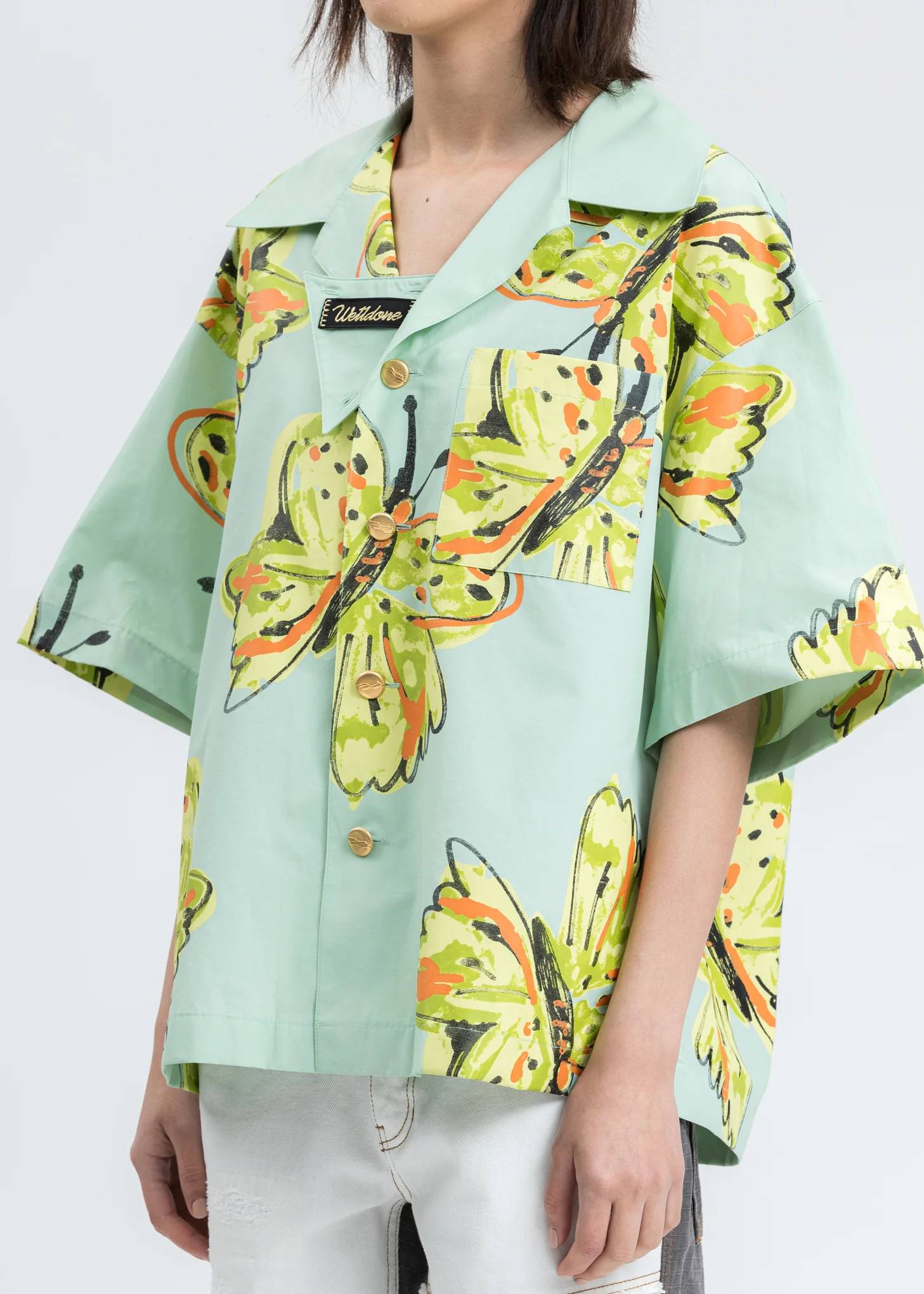 Mint Scribble Butterfly Short Sleeve Shirt - Image 4