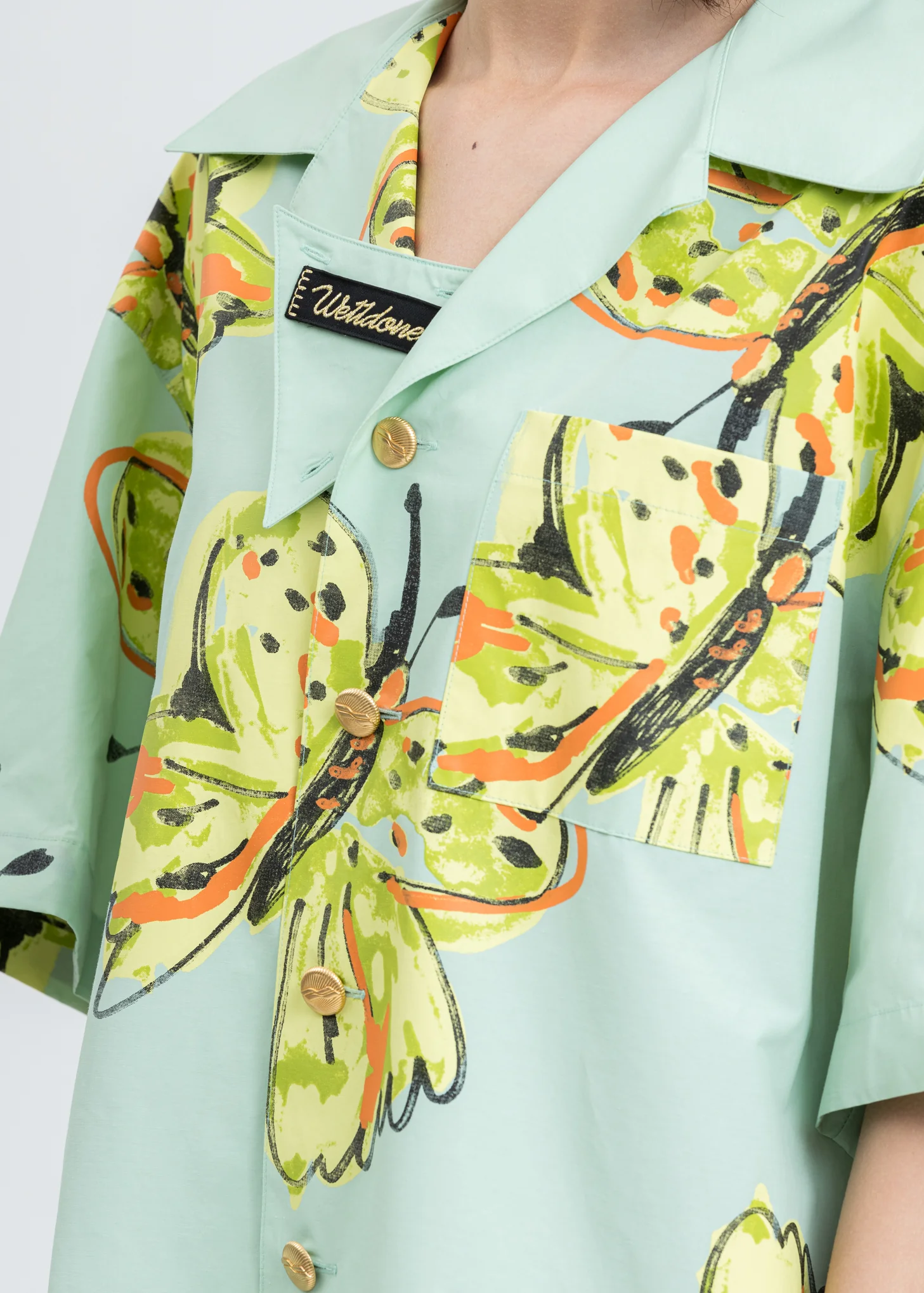 Mint Scribble Butterfly Short Sleeve Shirt - Image 6