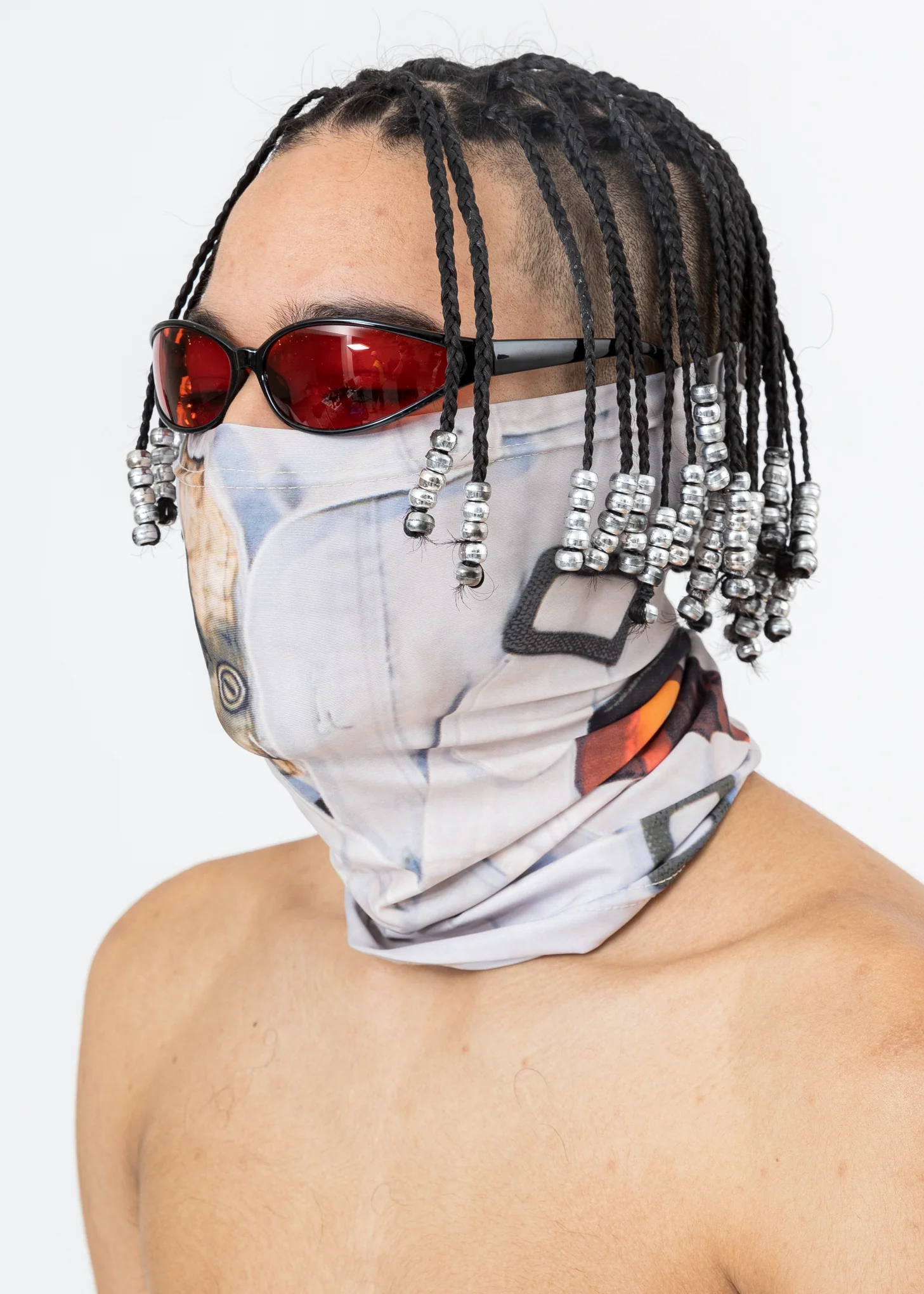 Mix Graphic Long Neckwarmer (WHITE) - Image 4