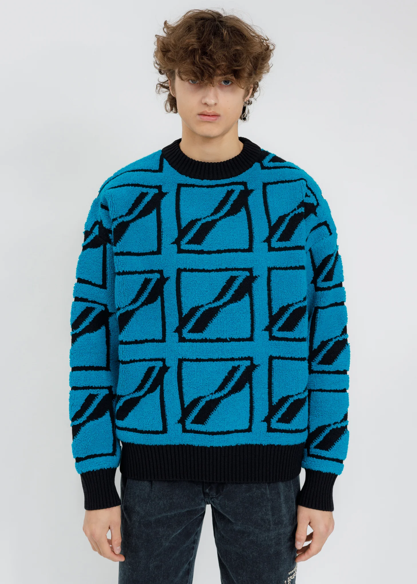 Mnit Square Logo All Over Pile Knit Jumper