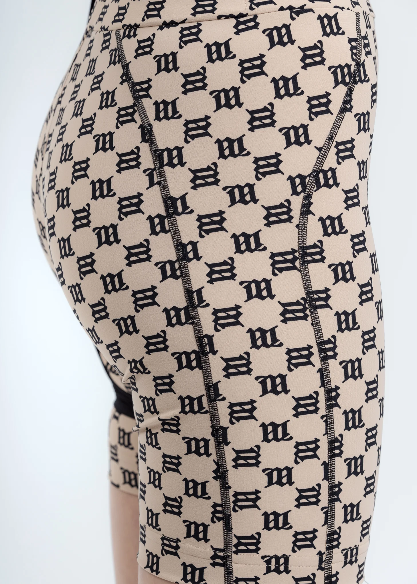 Beige Monogram High Waisted Biking Shorts - Image 2