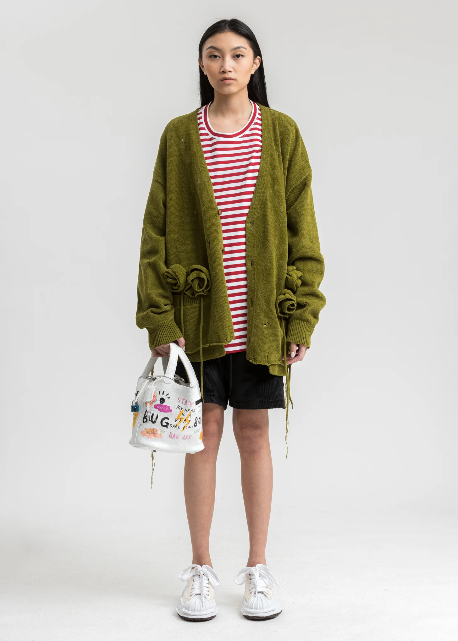 Moss Green Flower Corsage Cardigan - Image 6