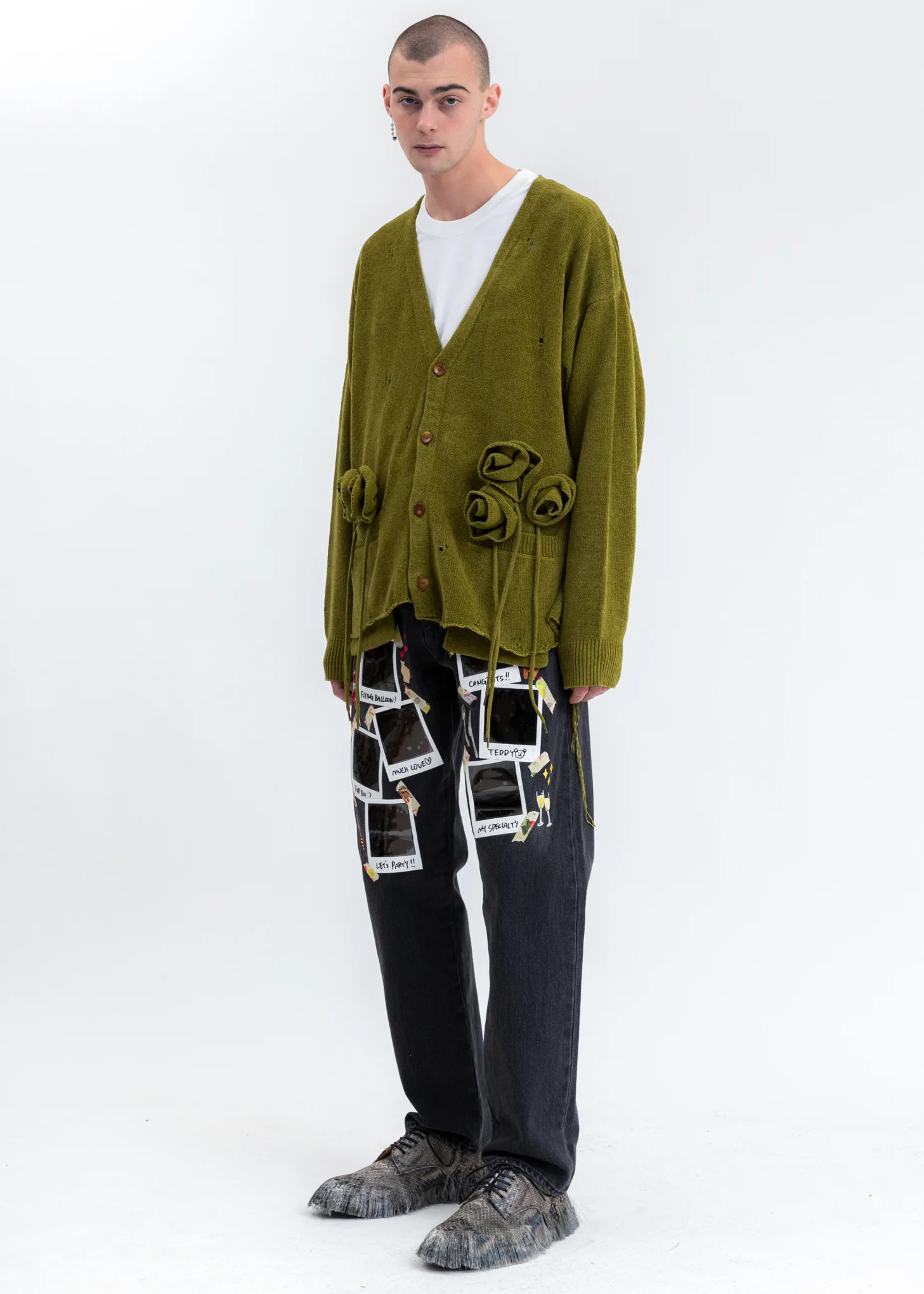 Moss Green Flower Corsage Cardigan - Image 5