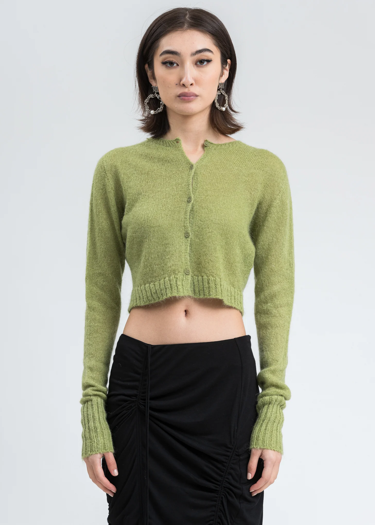 Moss Mohair Ribbed Cardigan