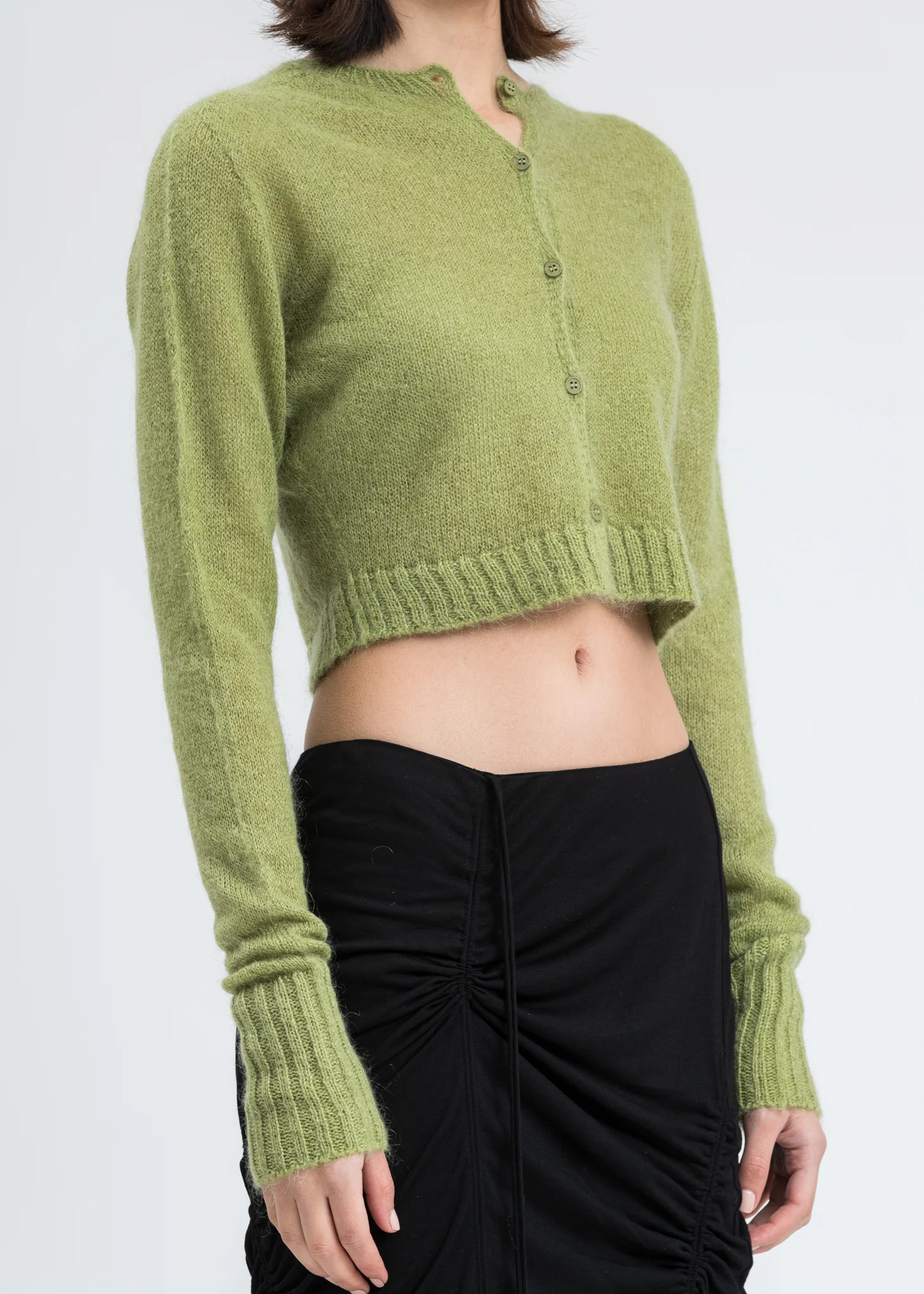 Moss Mohair Ribbed Cardigan - Image 2