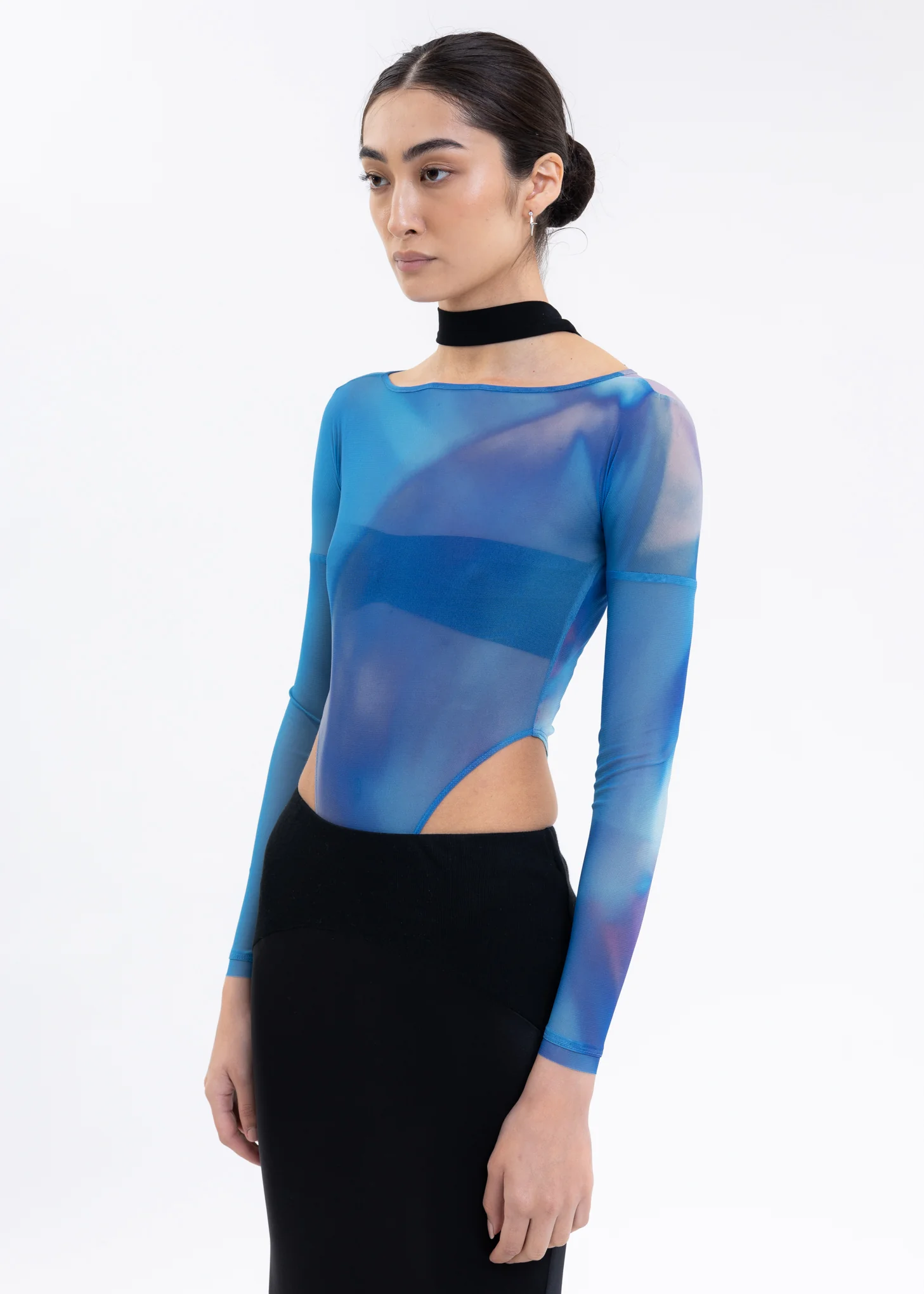 Multi Blue Mesh Bodysuit - Image 3