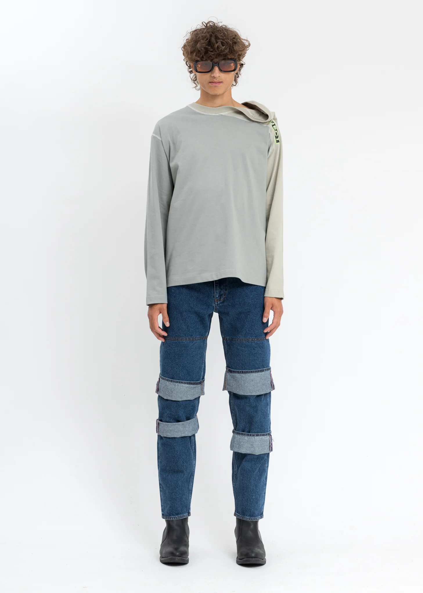 Khaki And Beige Clip Shoulder Long Sleeves - Image 6