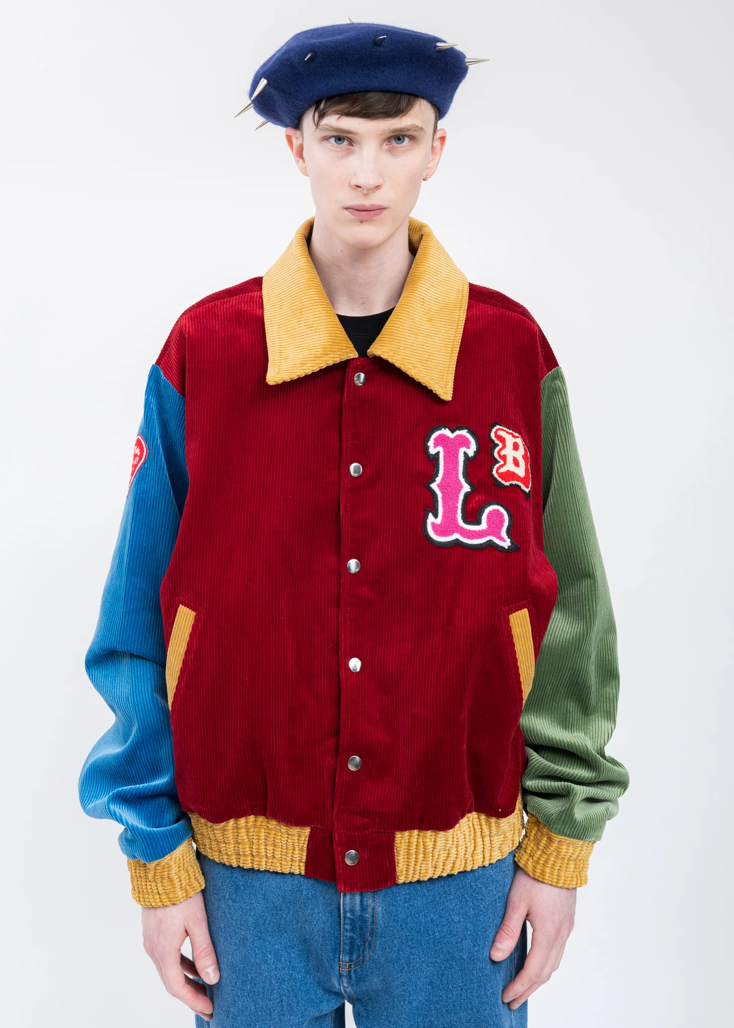 Multi Color Corduroy Varsity Jacket