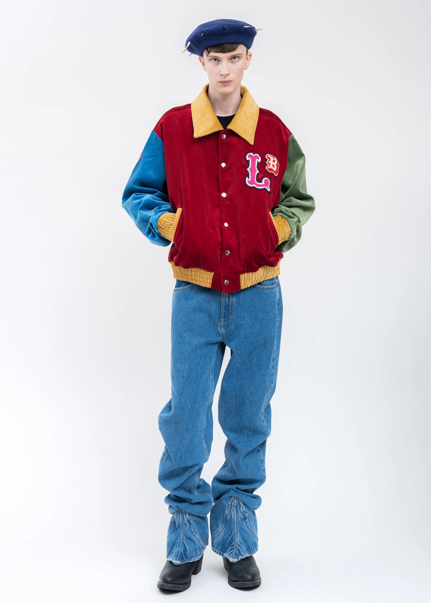 Multi Color Corduroy Varsity Jacket - Image 6