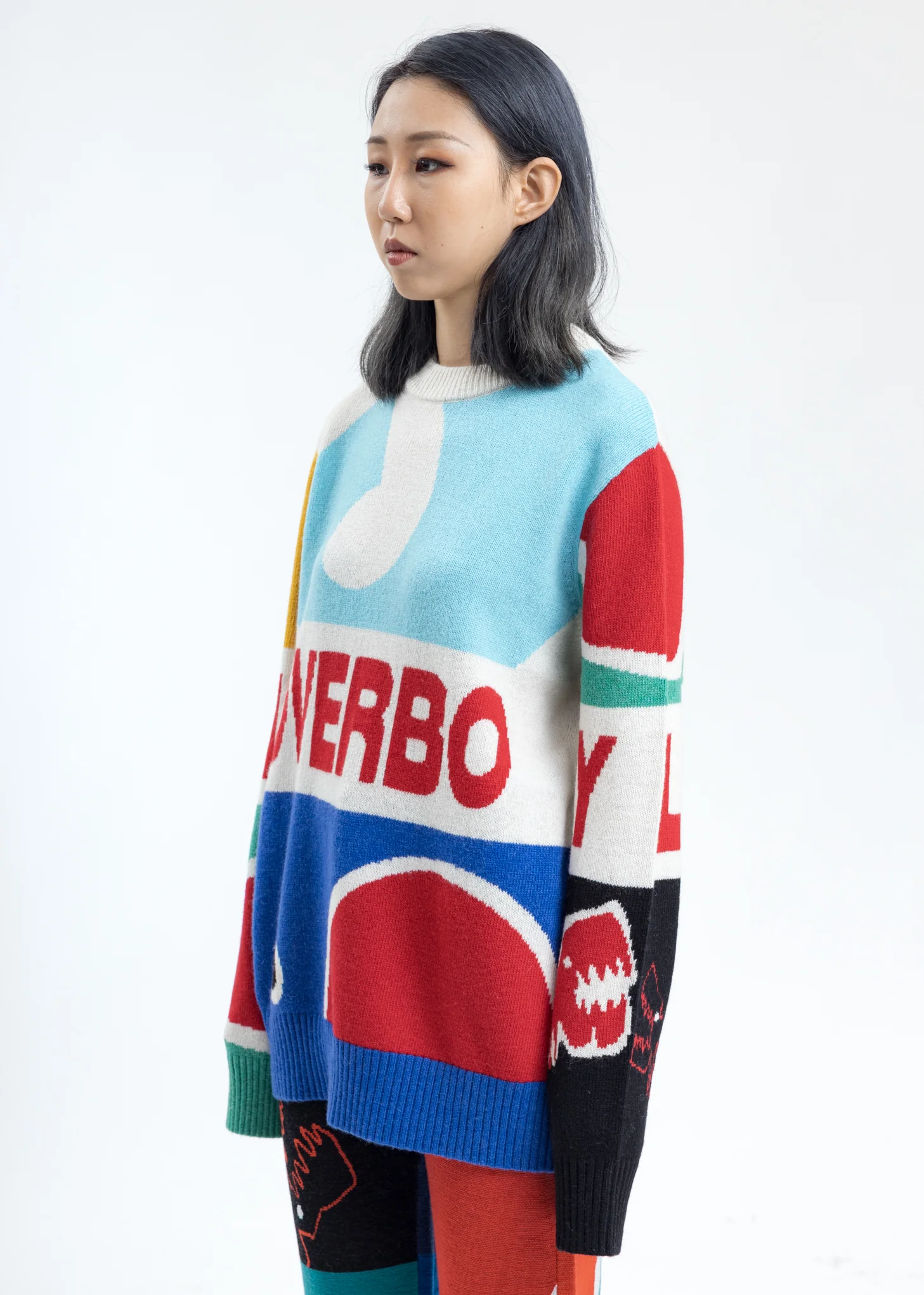 Multicolor Block Artwork Graphic Sweater - Image 3