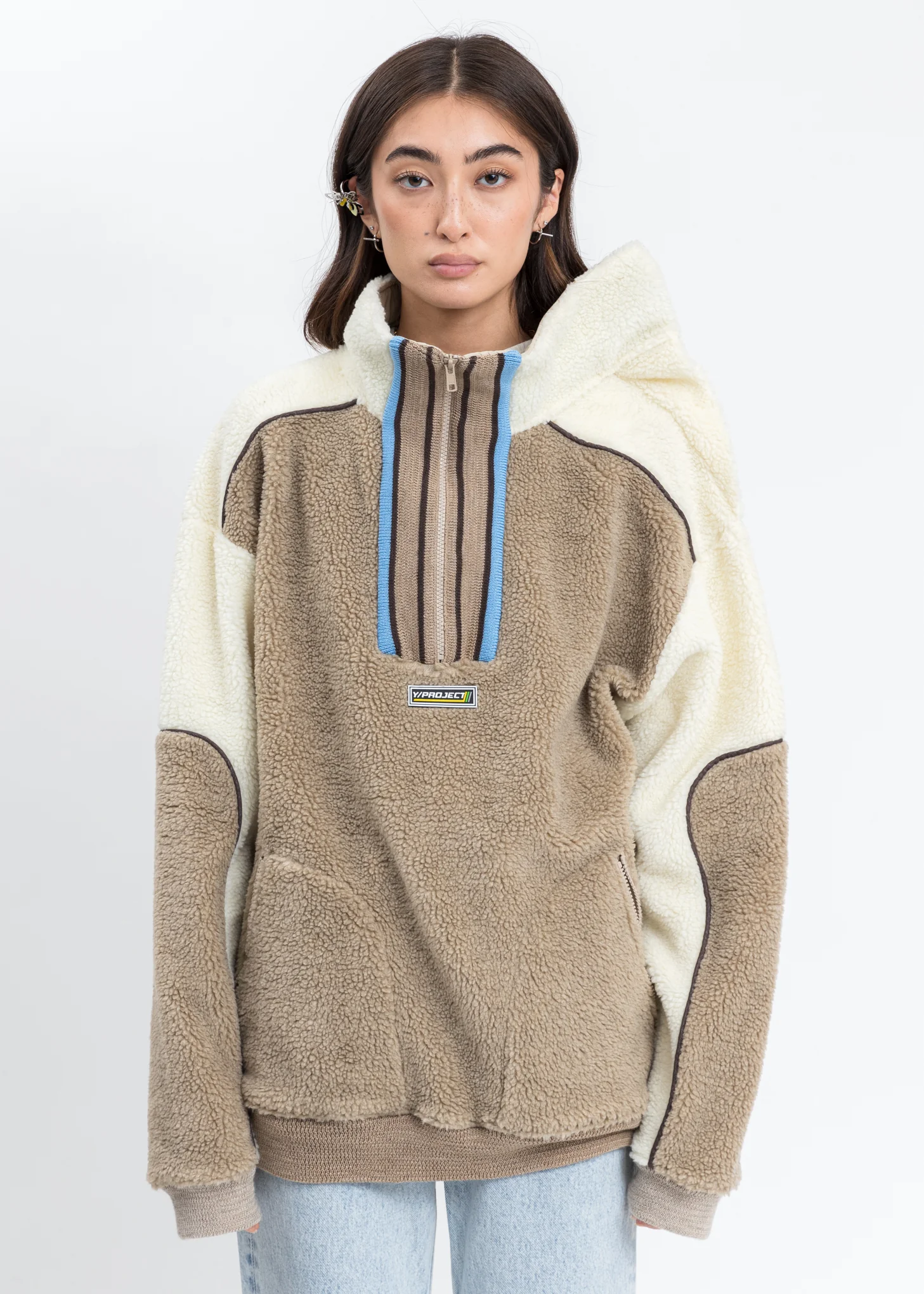 Multicolor Clip Shoulder Fleece Sweater - Image 7