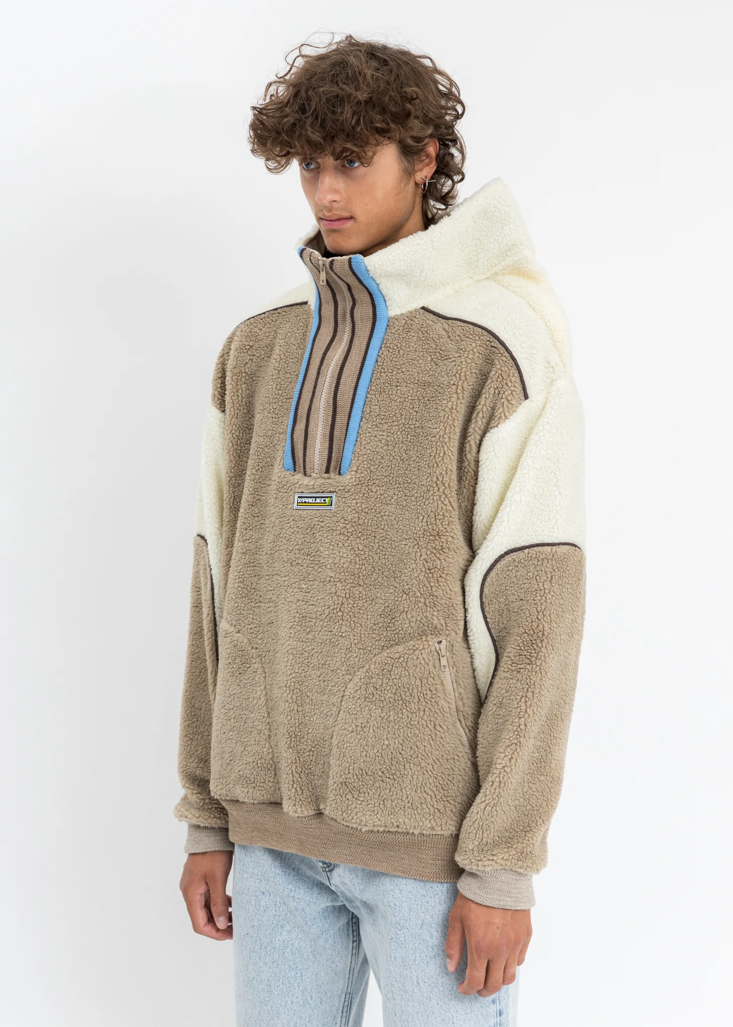Multicolor Clip Shoulder Fleece Sweater - Image 2