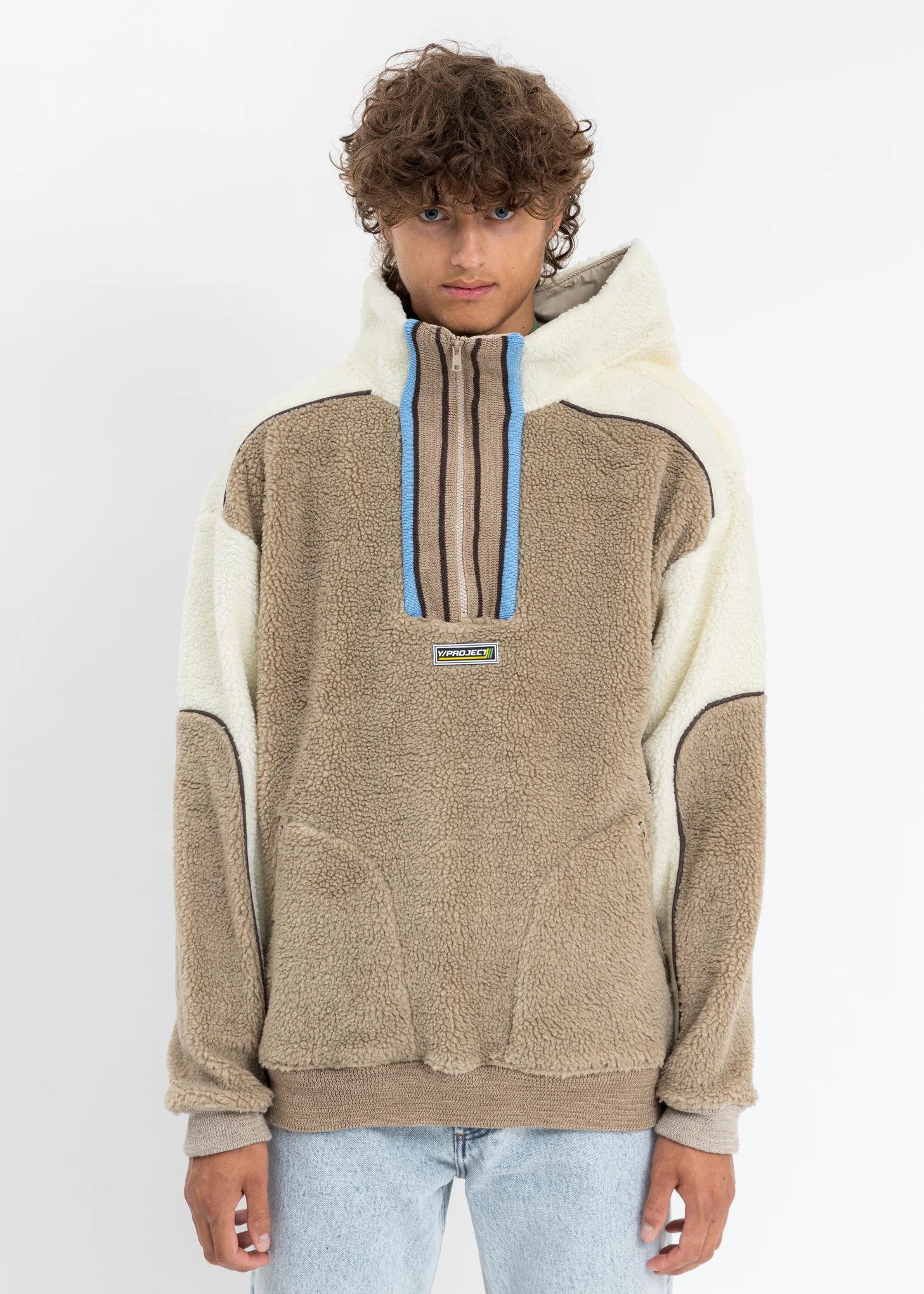 Multicolor Clip Shoulder Fleece Sweater - Image 3