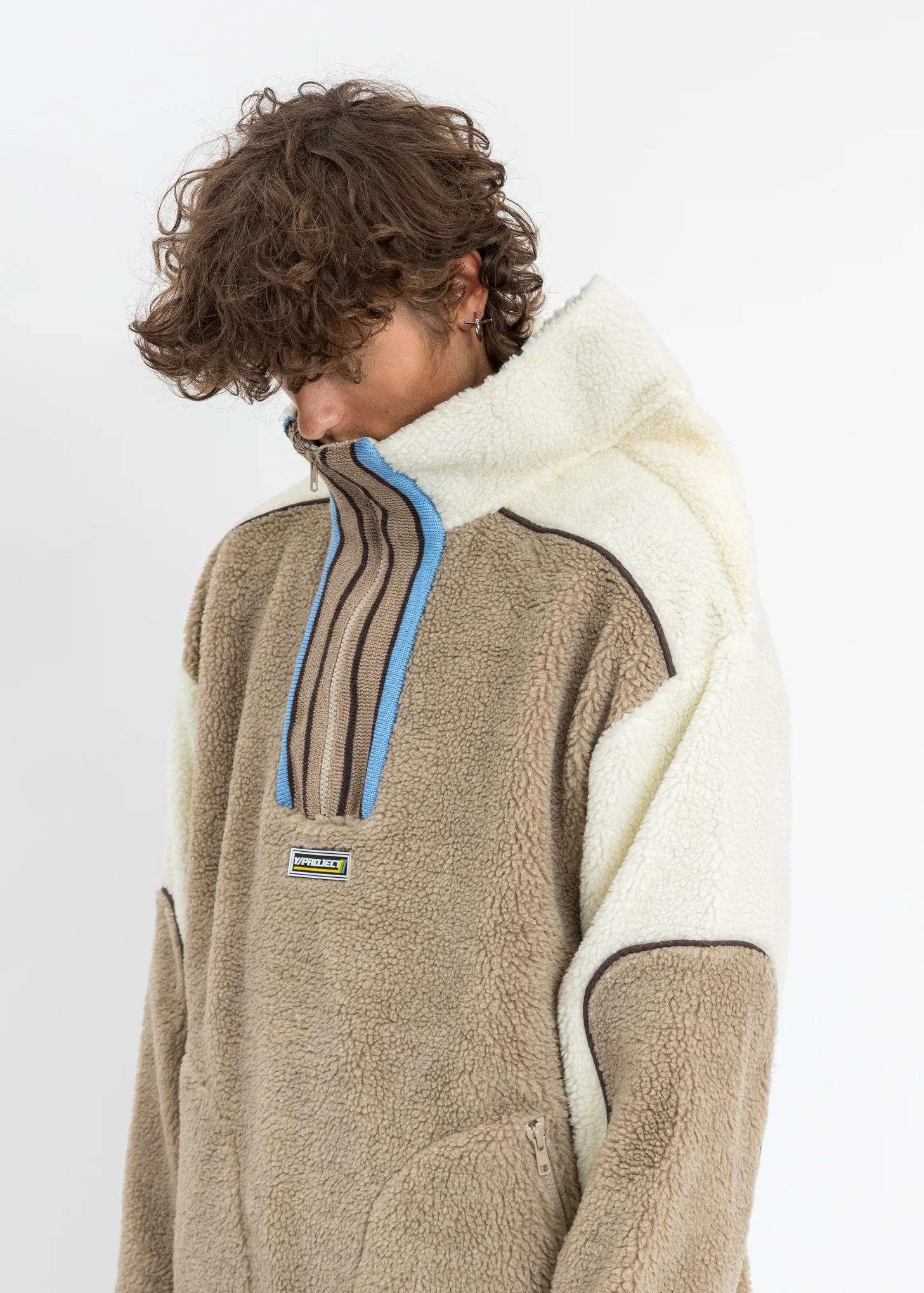 Multicolor Clip Shoulder Fleece Sweater - Image 5