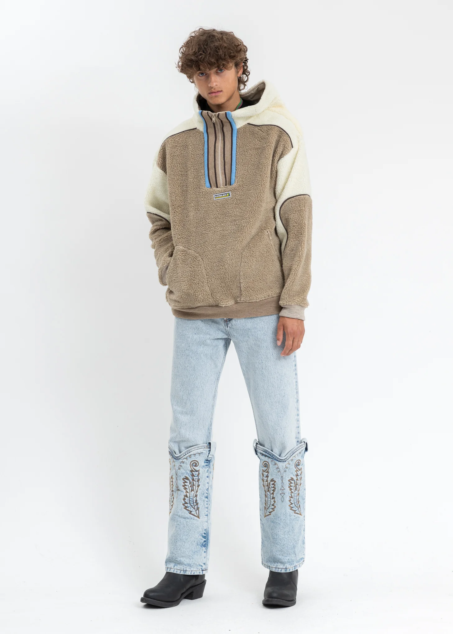 Multicolor Clip Shoulder Fleece Sweater - Image 7