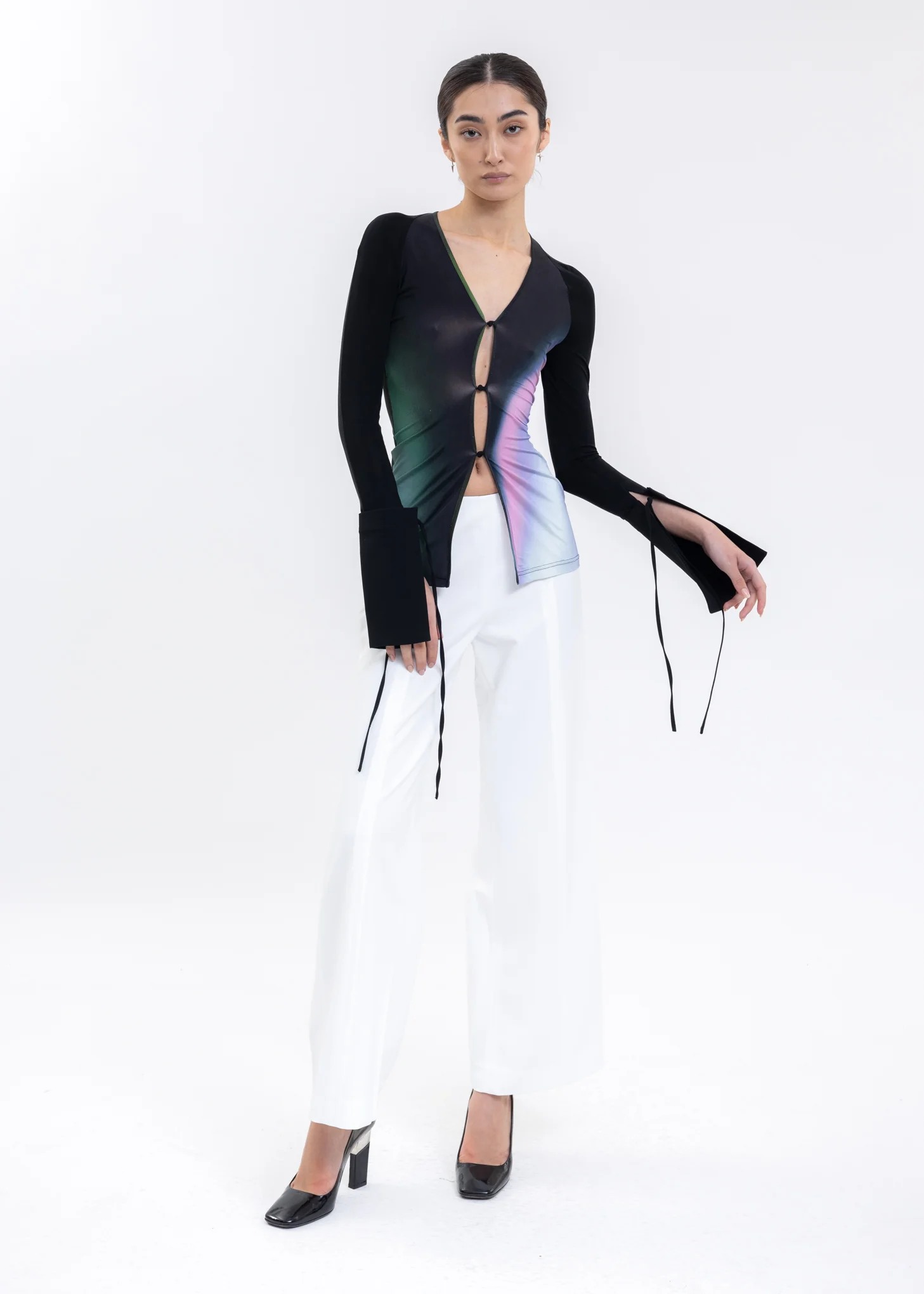 Multicolor Cut Out Shirt - Image 5