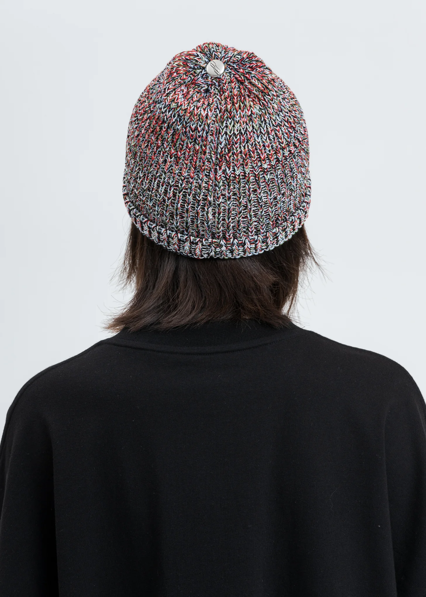 Multicolor Melange Roll Up Knit Beanie - Image 2