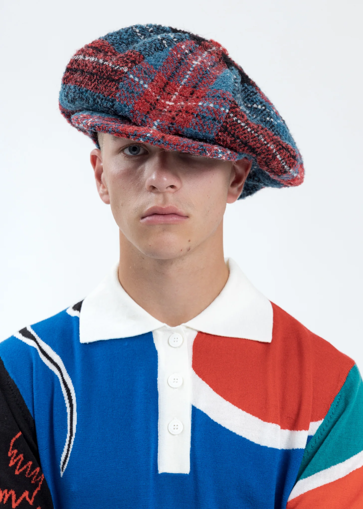 Multicolor Oversized Flat Cap
