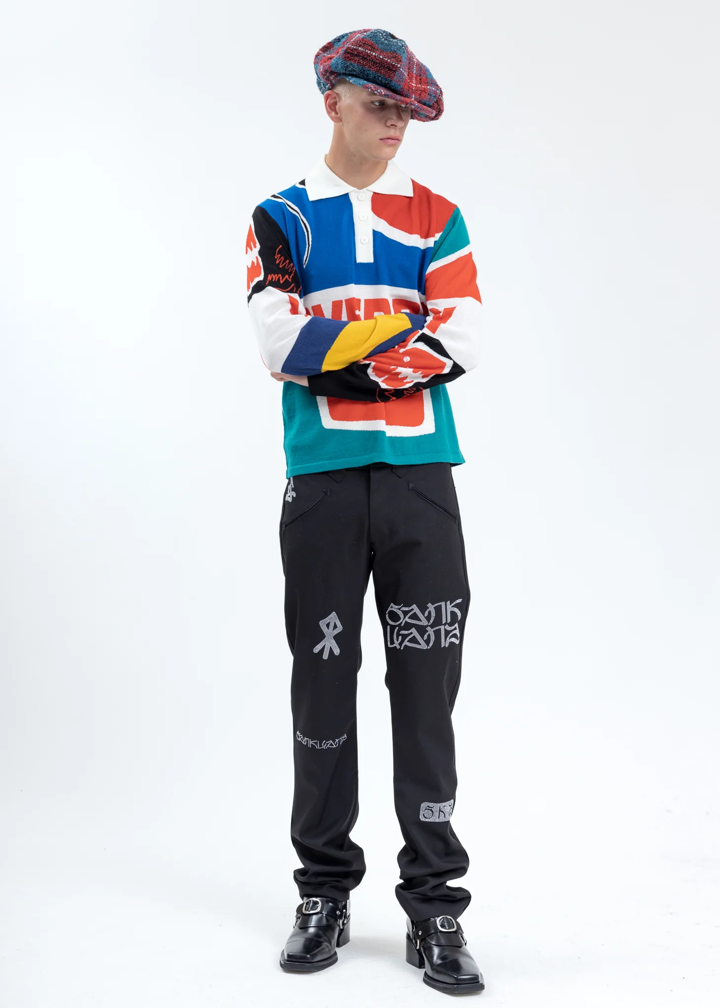 Multicolor Oversized Flat Cap - Image 5