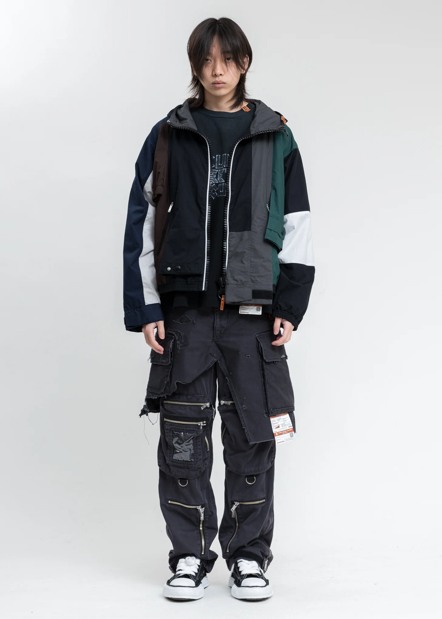 Multicolor Sleeves Combined Shirt Parka - Image 8