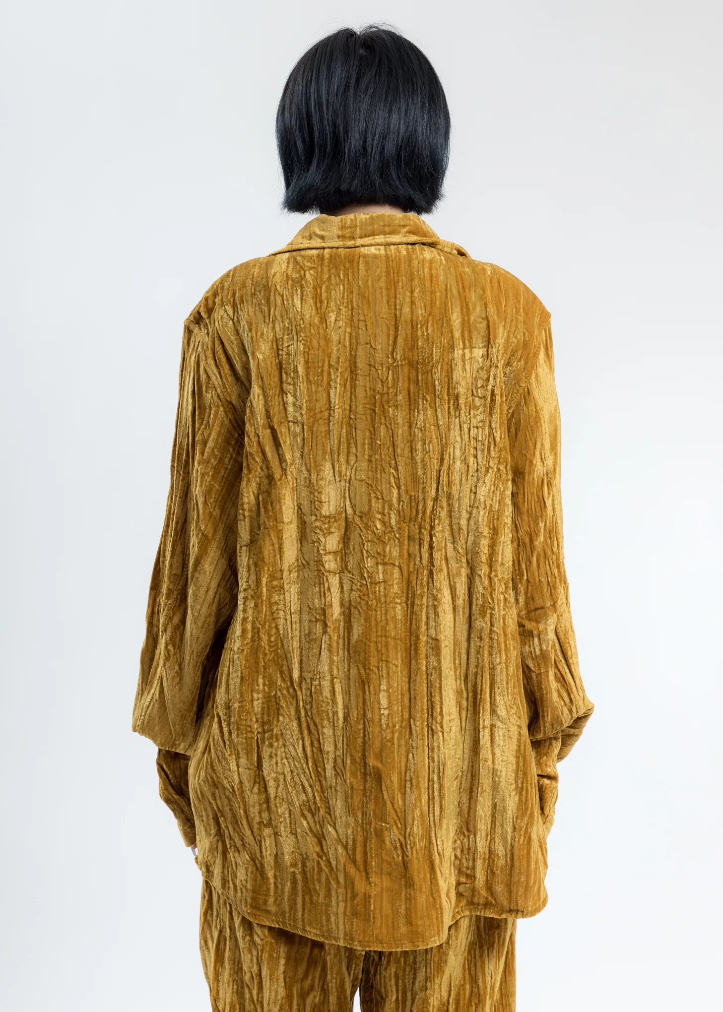 Mustard Velvet Pajama Shirt - Image 3