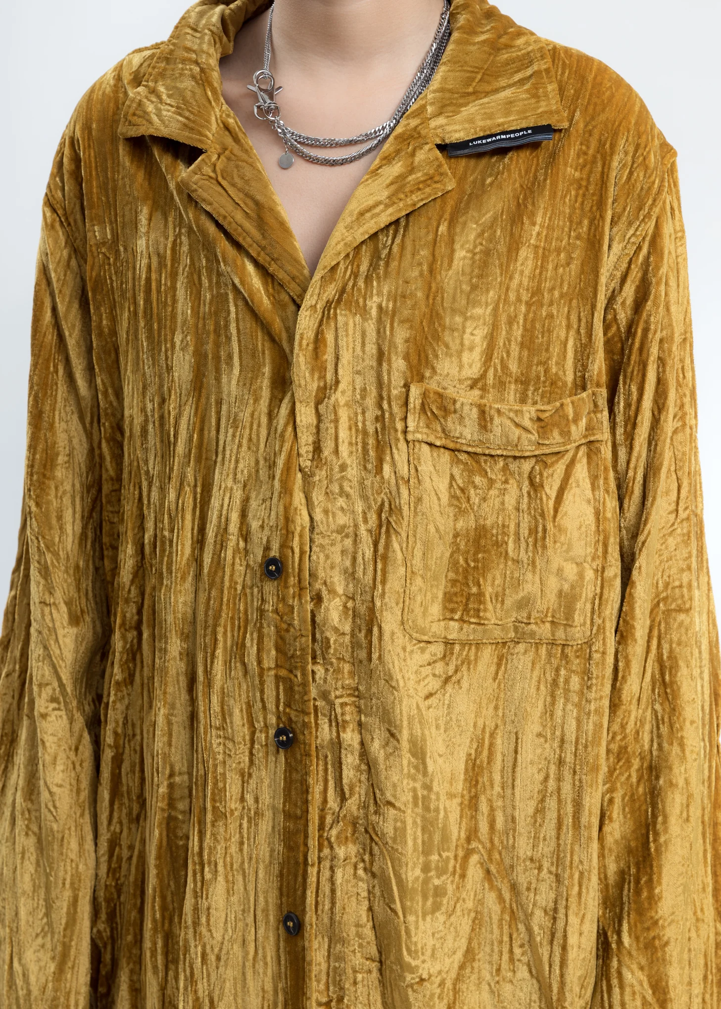 Mustard Velvet Pajama Shirt - Image 4