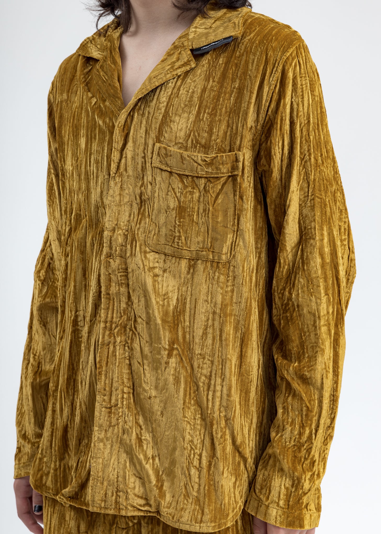 Mustard Velvet Pajama Shirt - Image 2