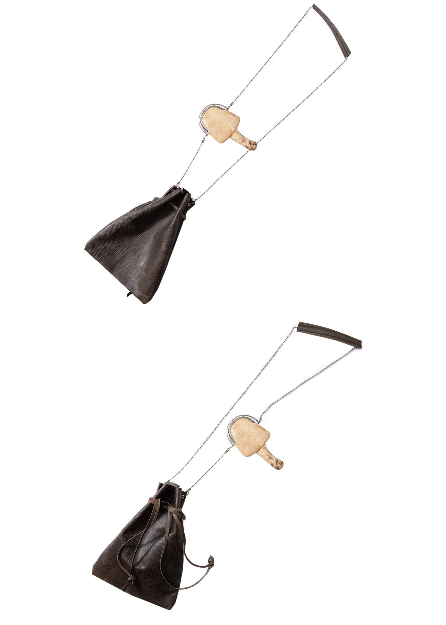 Nature LEATHER BAG WITH MASHROOM POACH