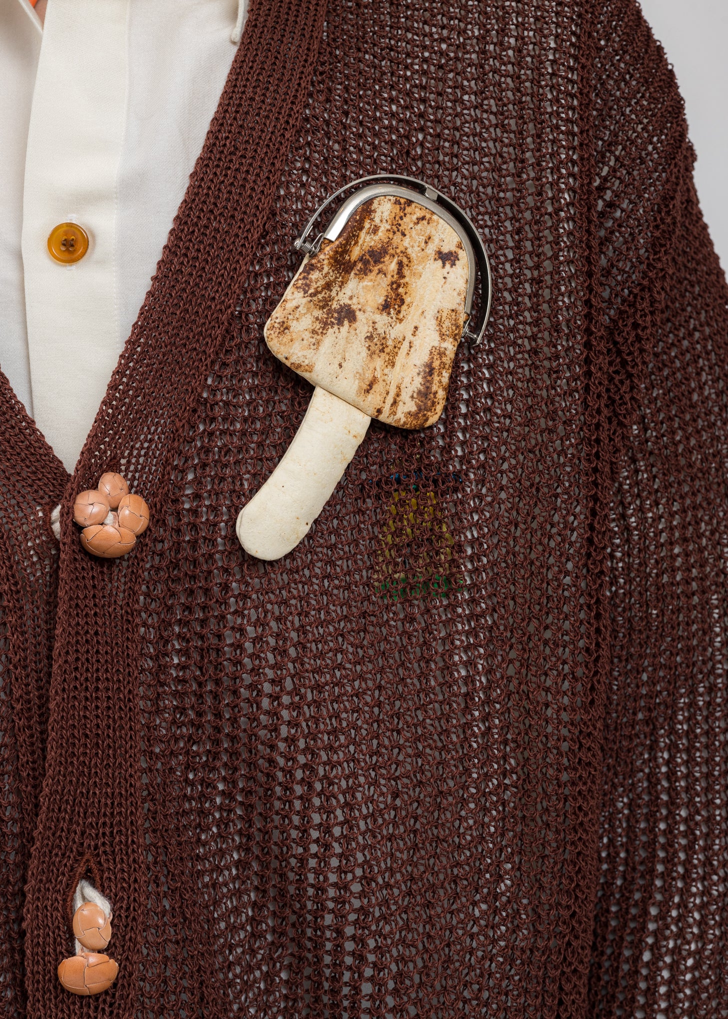 Nature MUSHROOM LEATHER MINI Brooch