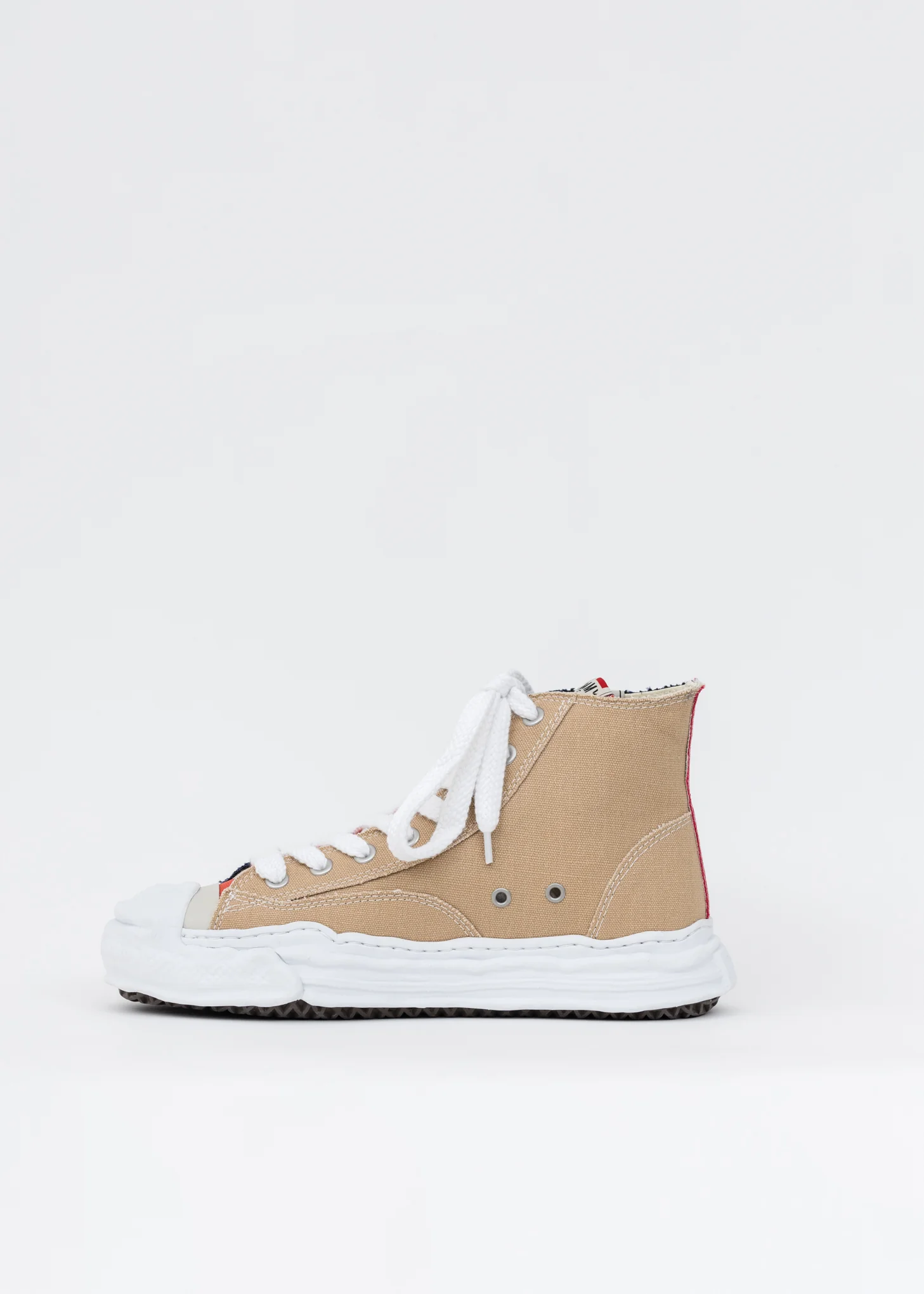Navy And Beige Original Sole Toe Cap Canvas Hicut Sneaker - Image 4