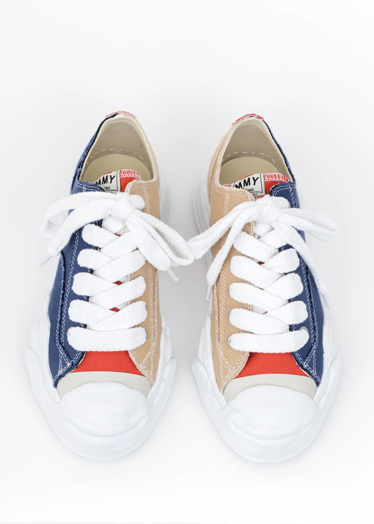Navy And Beige Original Sole Toe Cap Canvas Lowcut Sneaker - Image 2