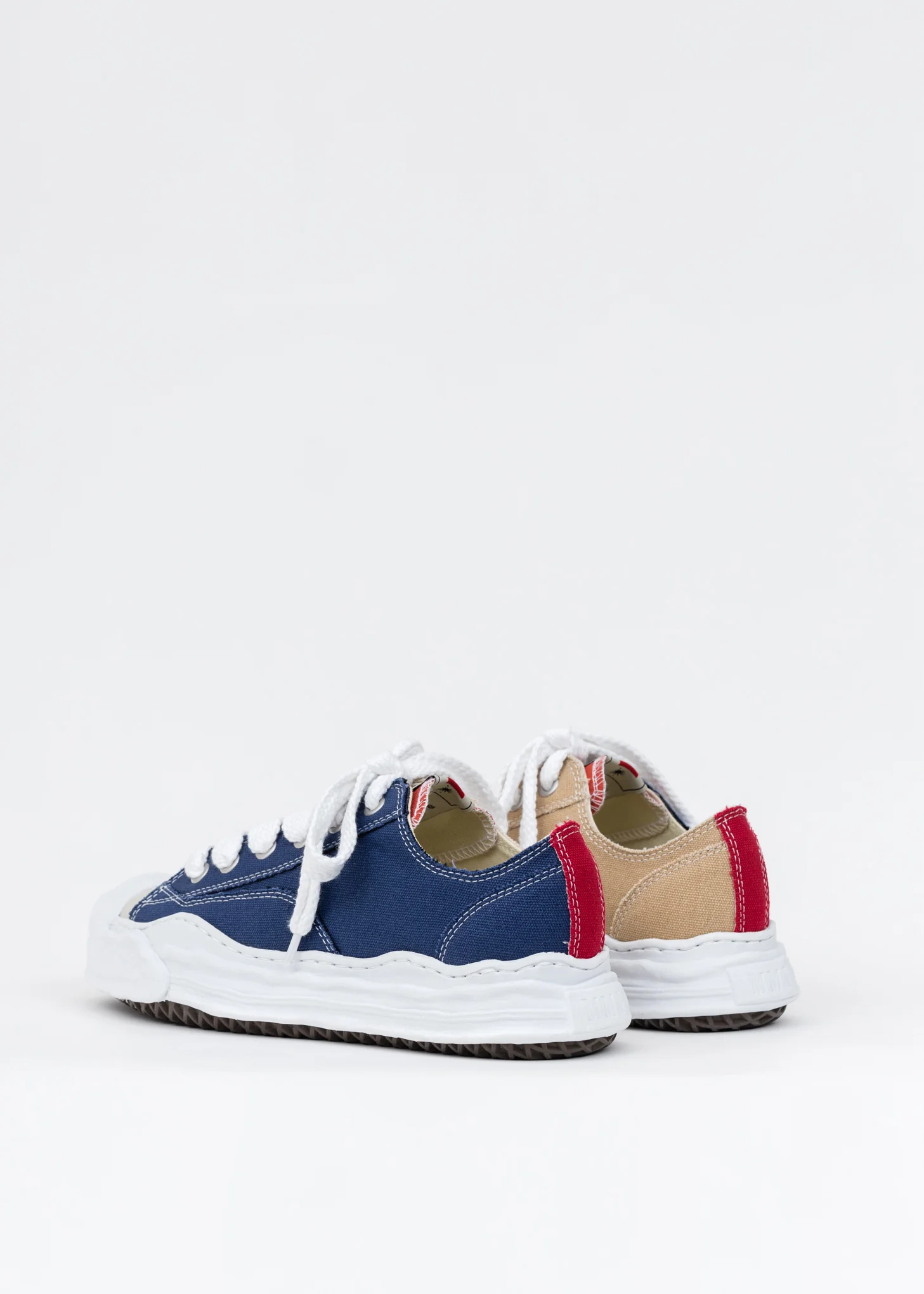 Navy And Beige Original Sole Toe Cap Canvas Lowcut Sneaker - Image 3