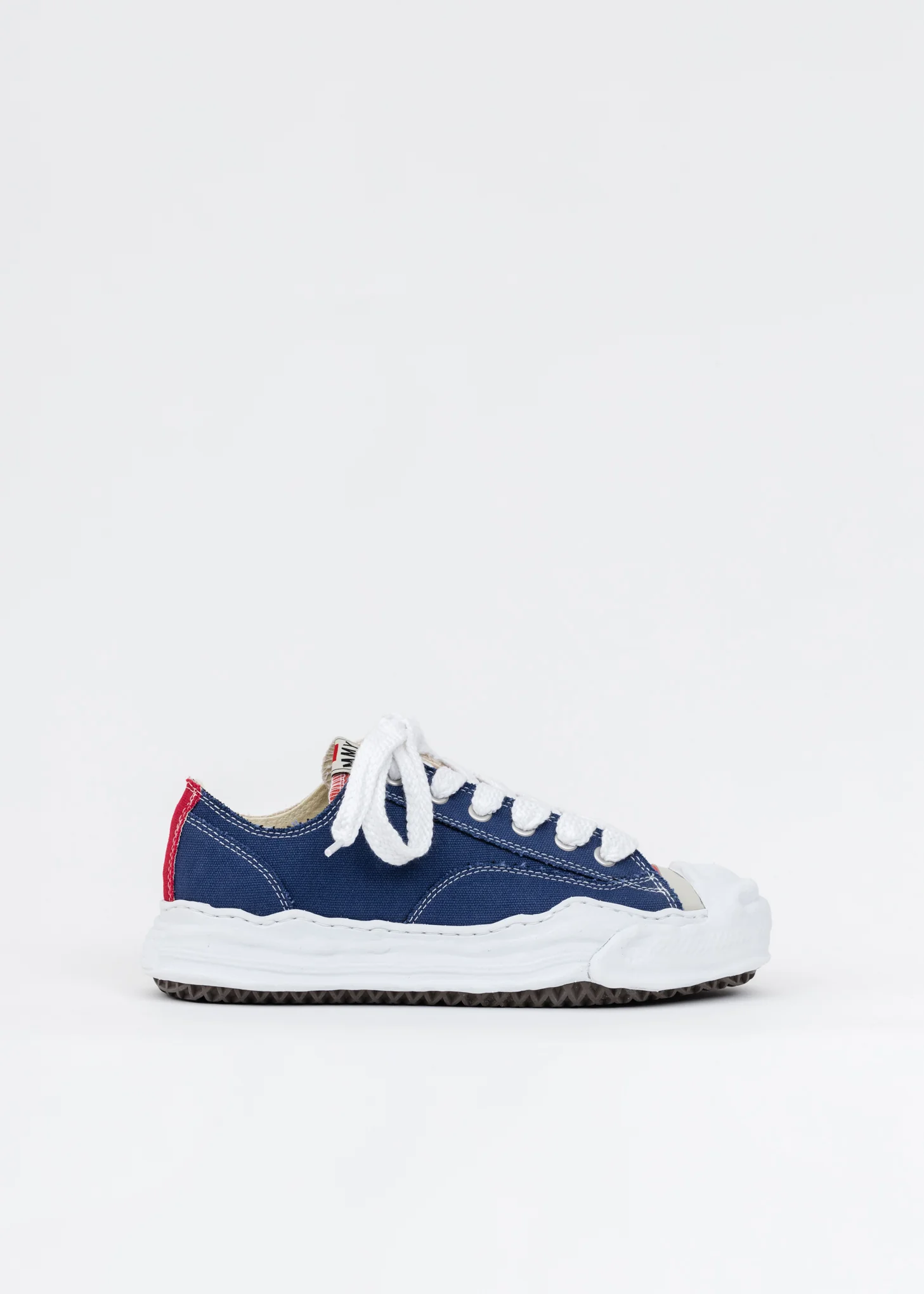 Navy And Beige Original Sole Toe Cap Canvas Lowcut Sneaker - Image 5