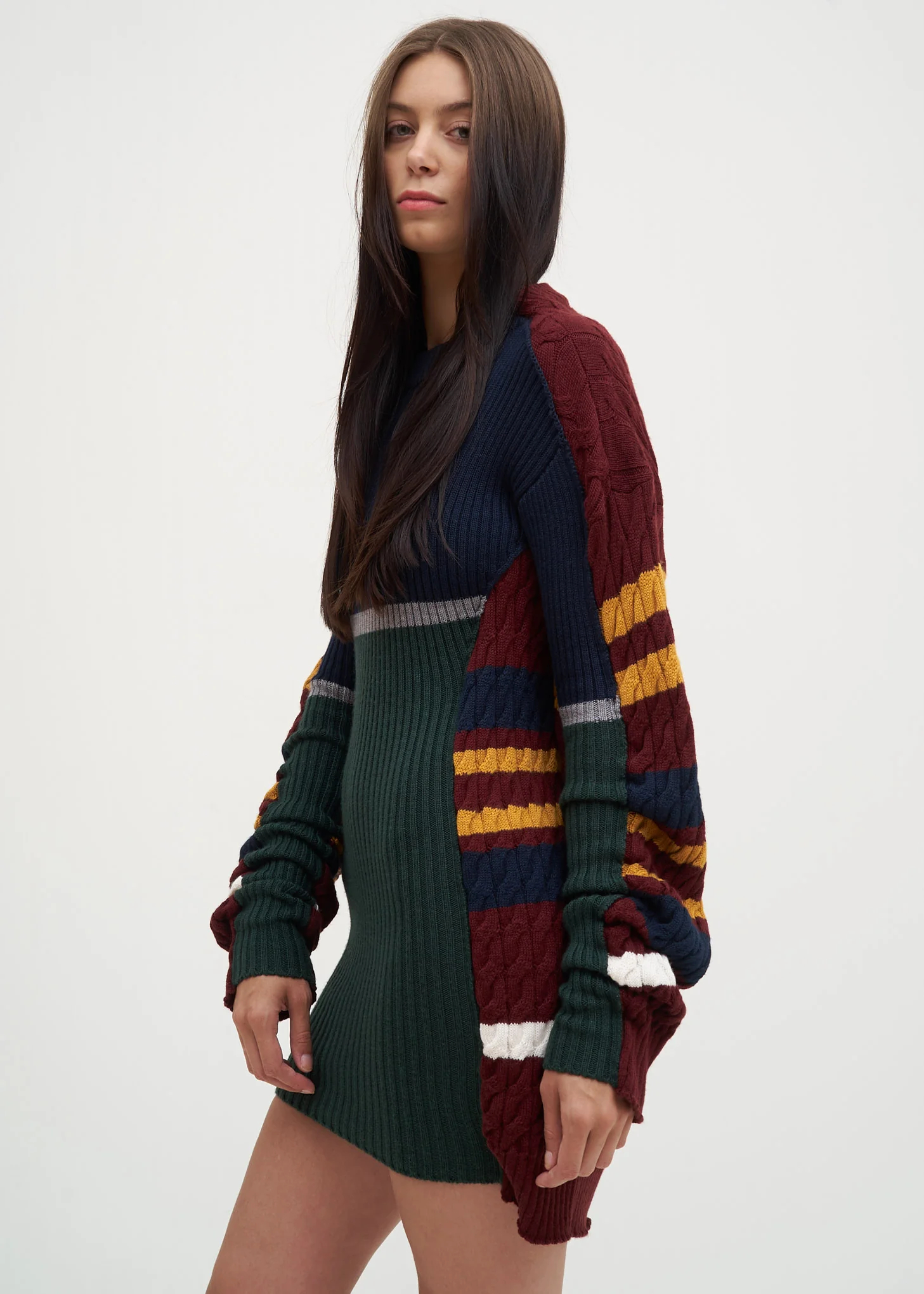 Navy and Red Skinny Knit Sweater