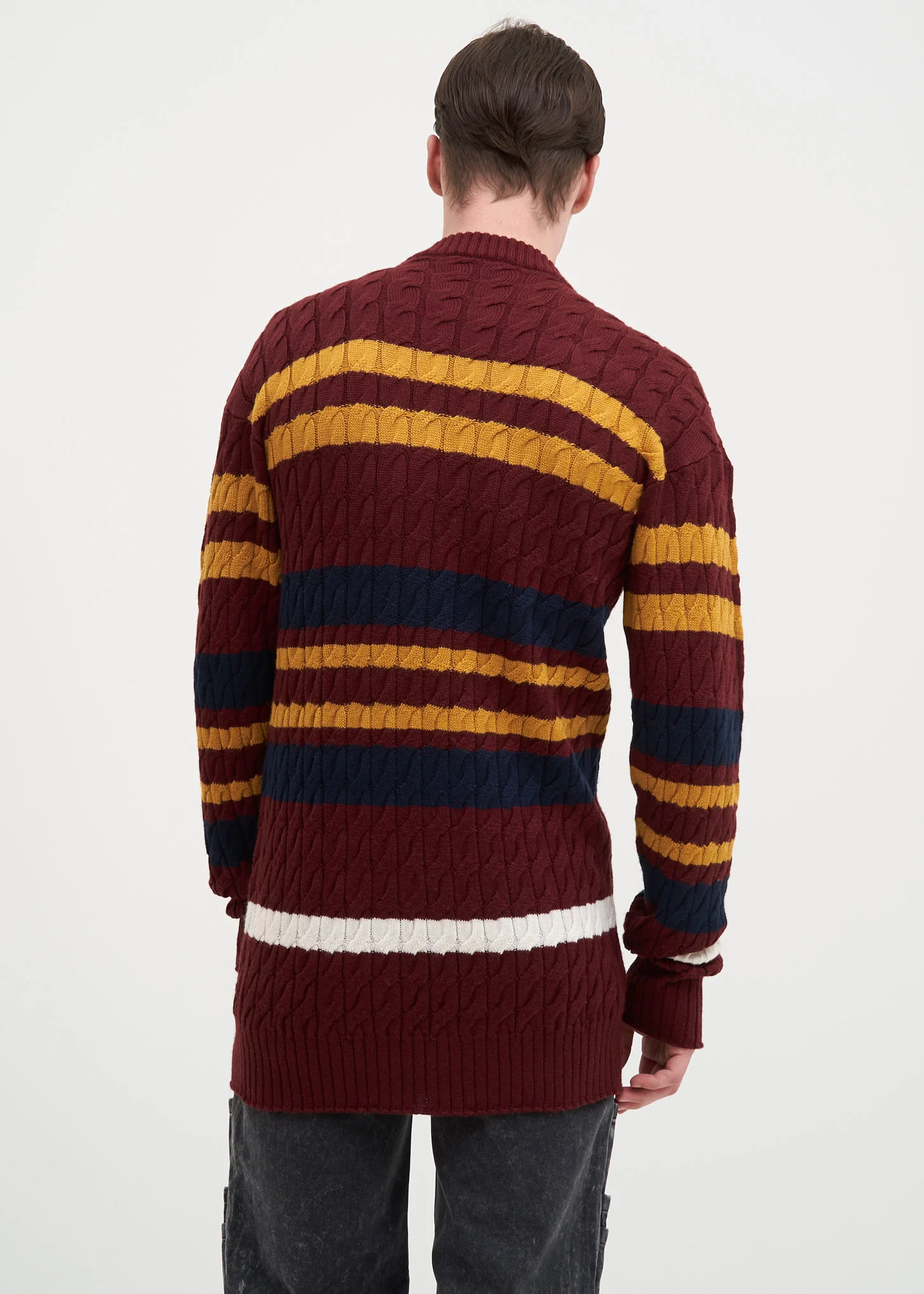 Navy and Red Skinny Knit Sweater - Image 3