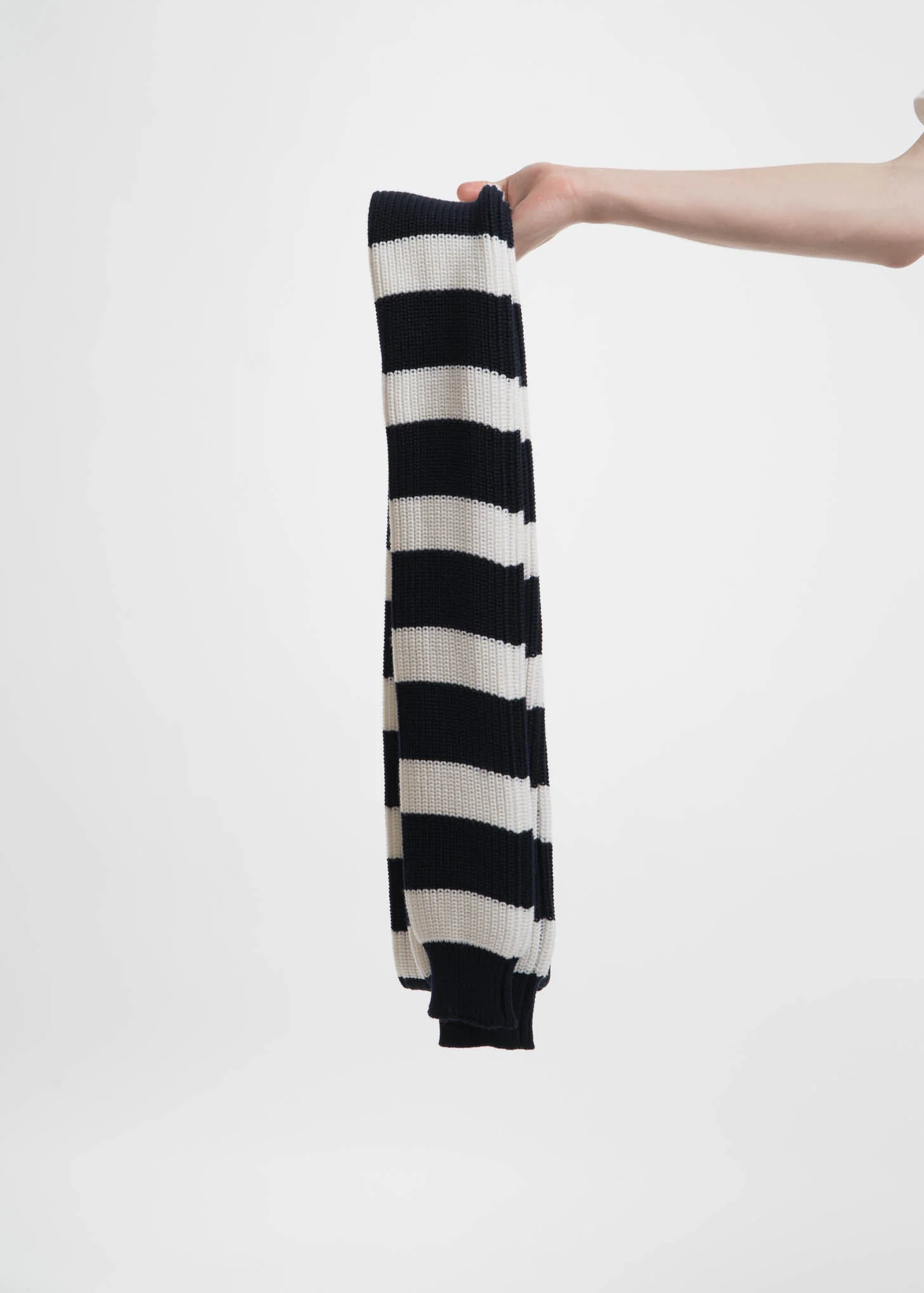 Navy and White Striped Scarf - Image 2