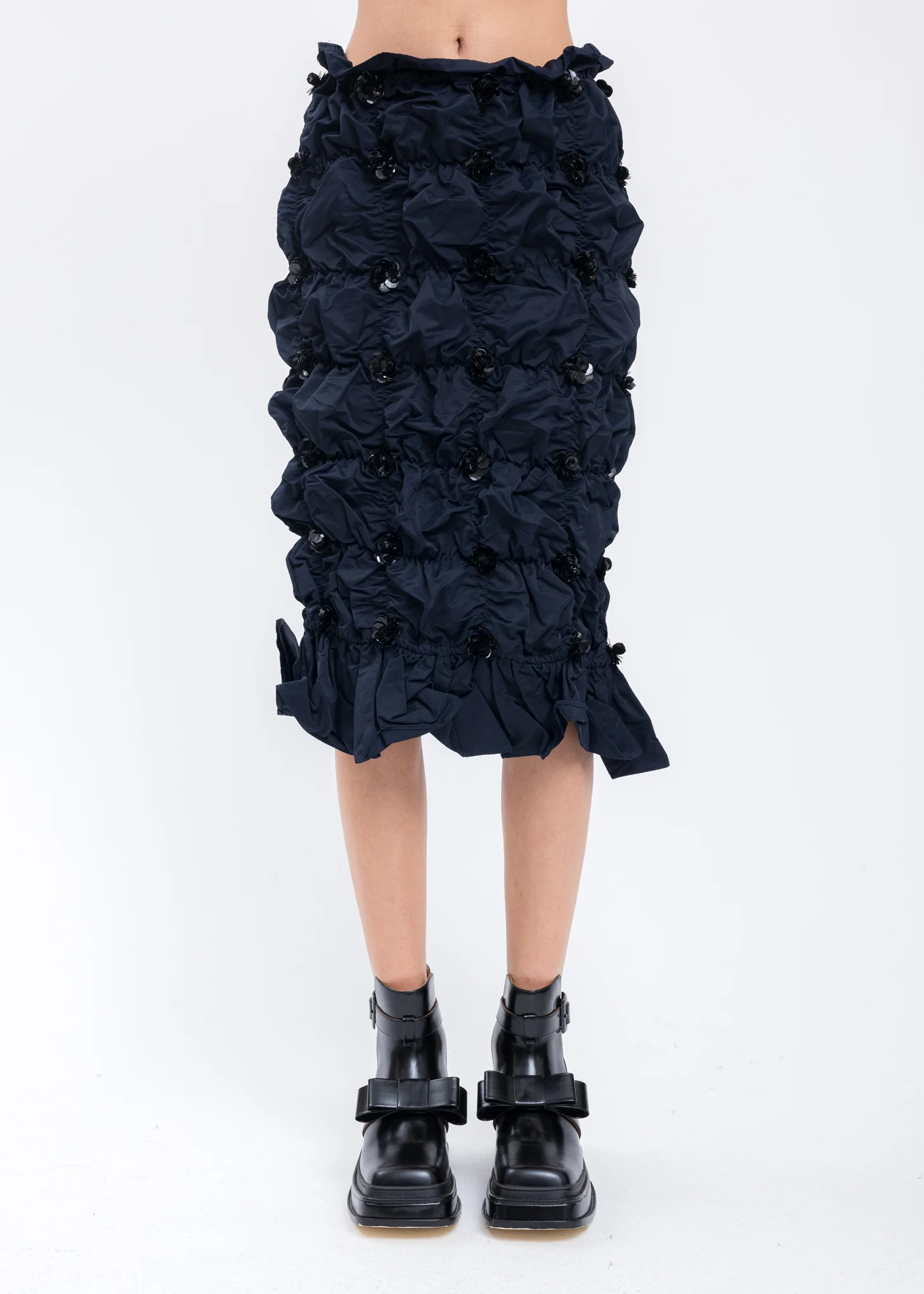 Navy Blue Long Folding Skirt