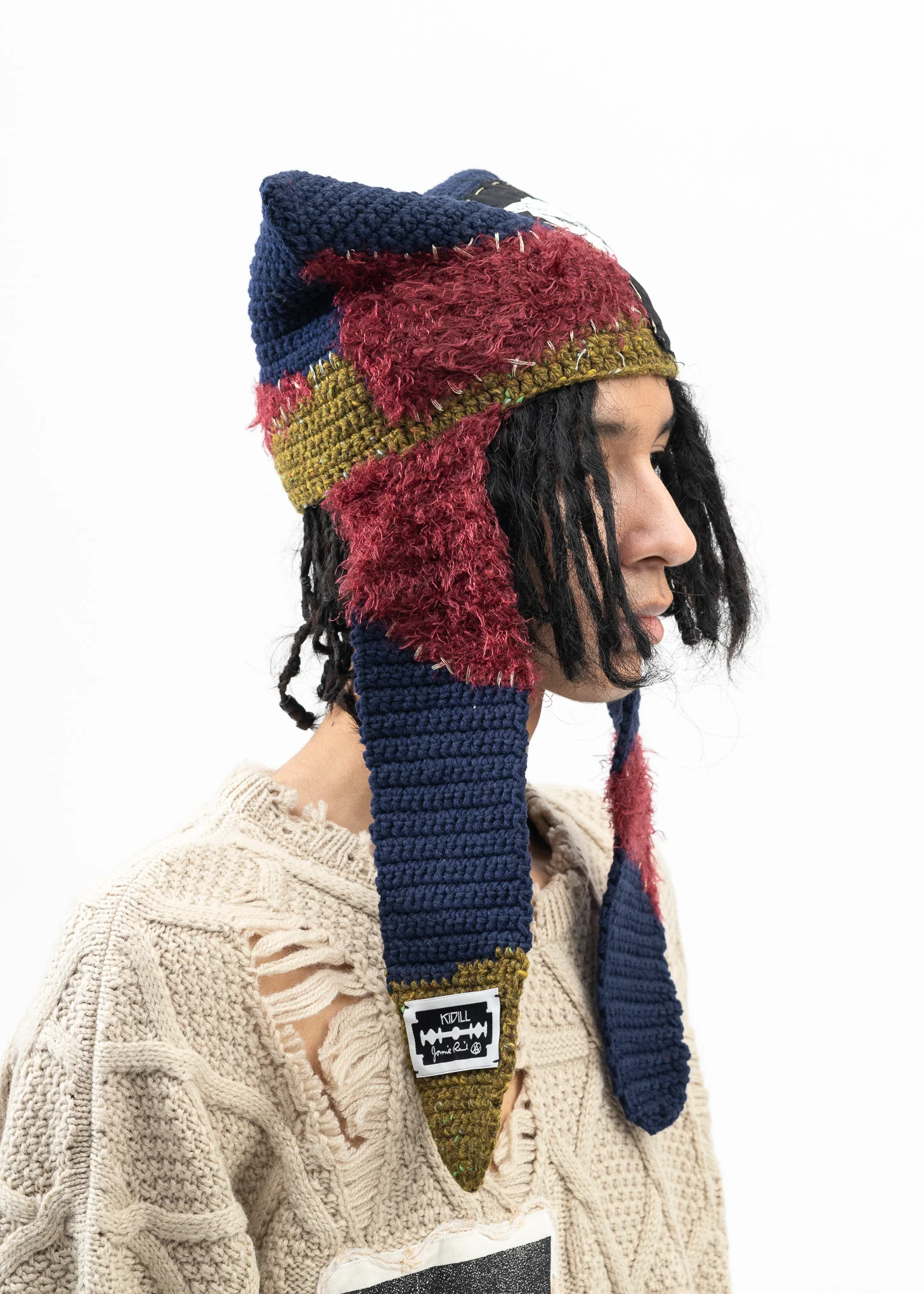 NAVY BLUE WHO KILLED BAMBI HAND KNIT BEANIE - Image 4